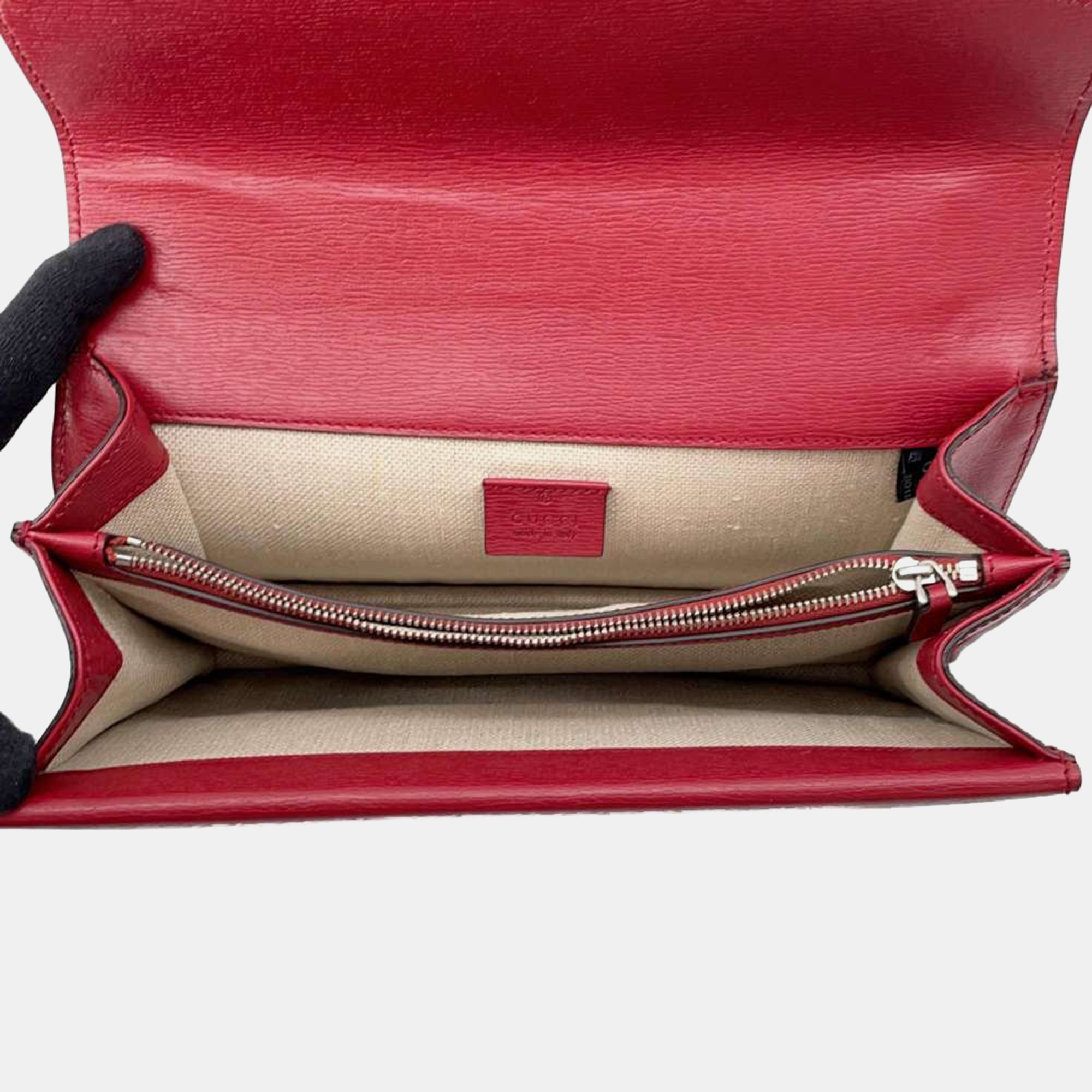 Gucci Red Leather Dionysus Blooms Chain Shoulder Bag