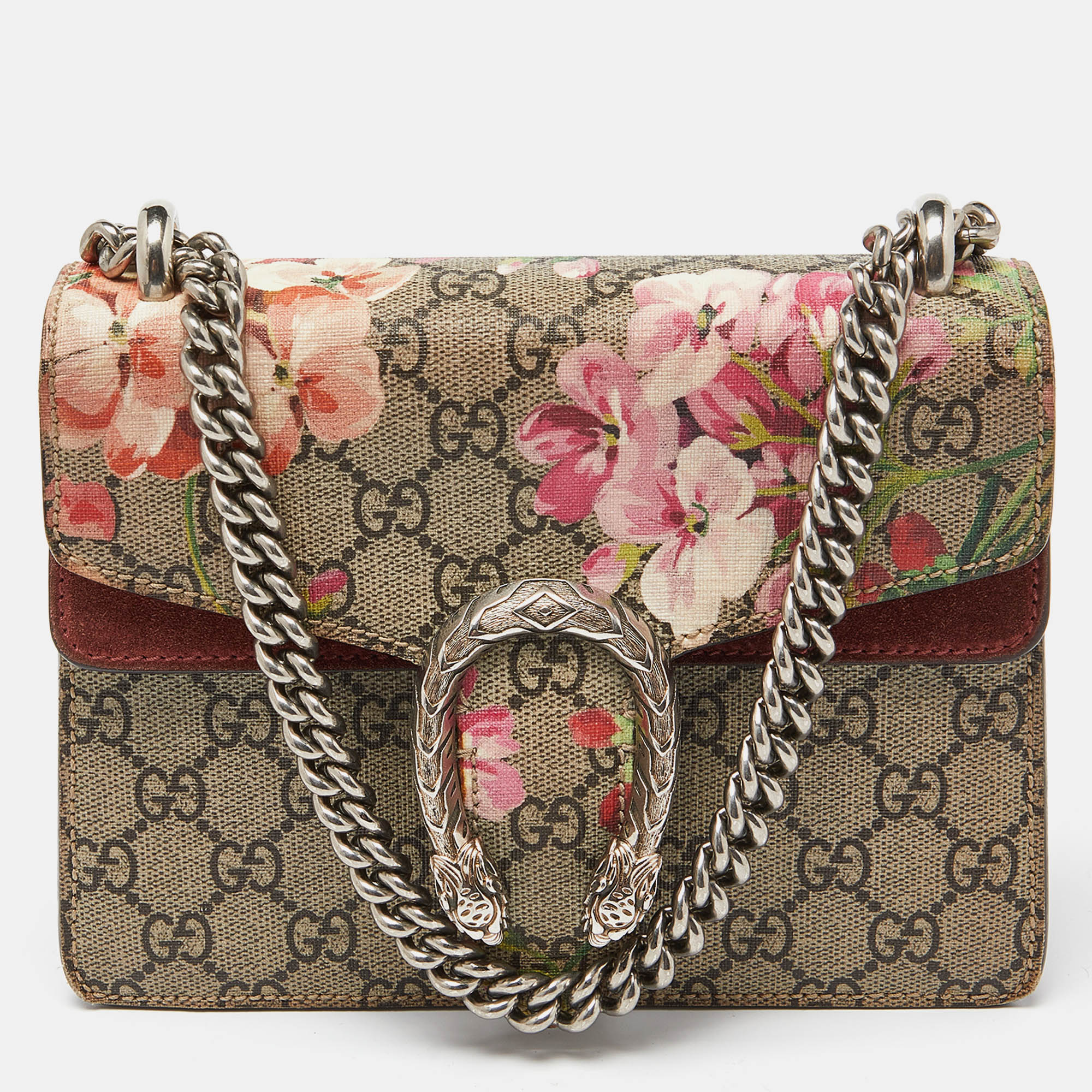 Gucci multicolor gg supreme canvas and suede mini blooms dionysus shoulder bag