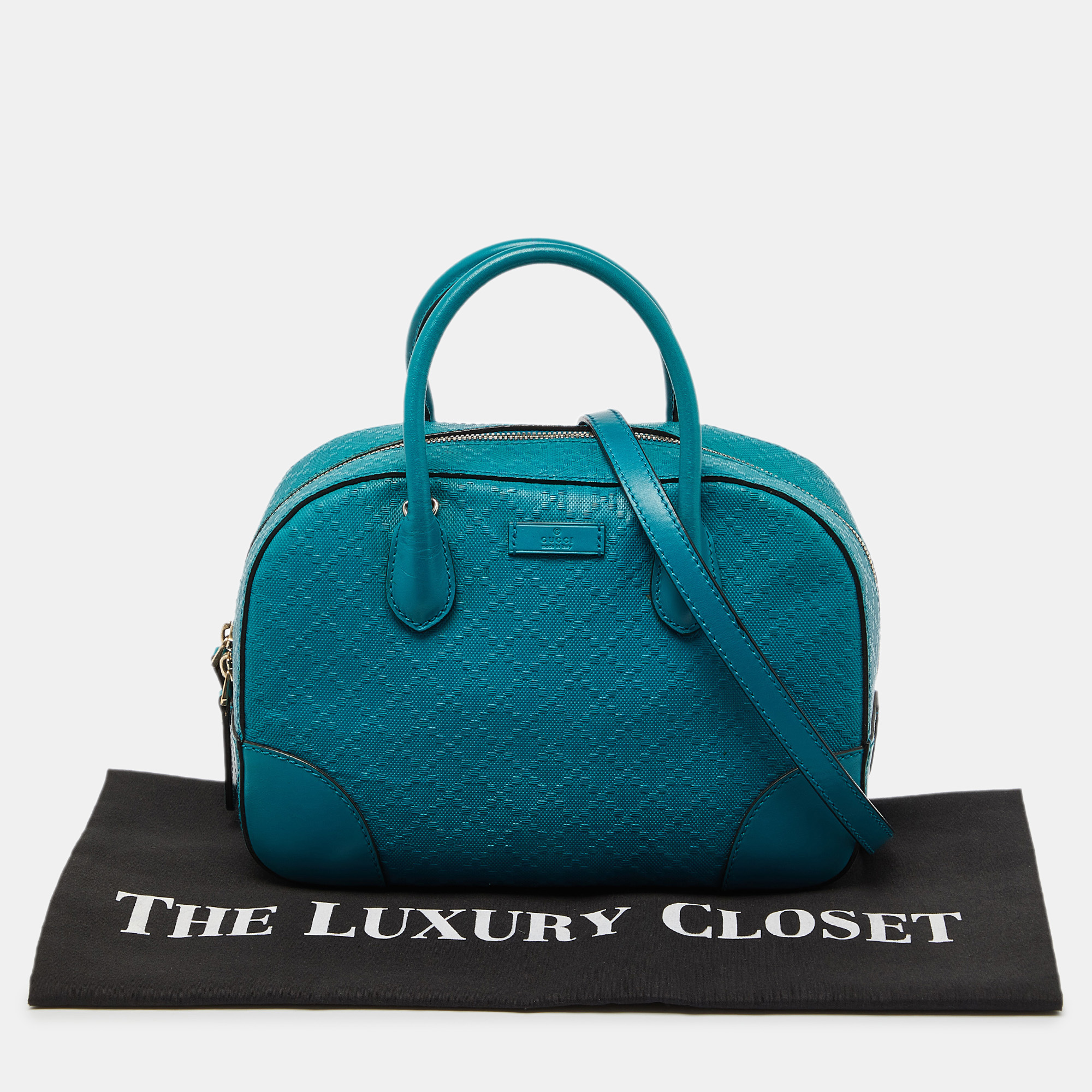 Gucci Turquoise Diamante Leather Small Satchel