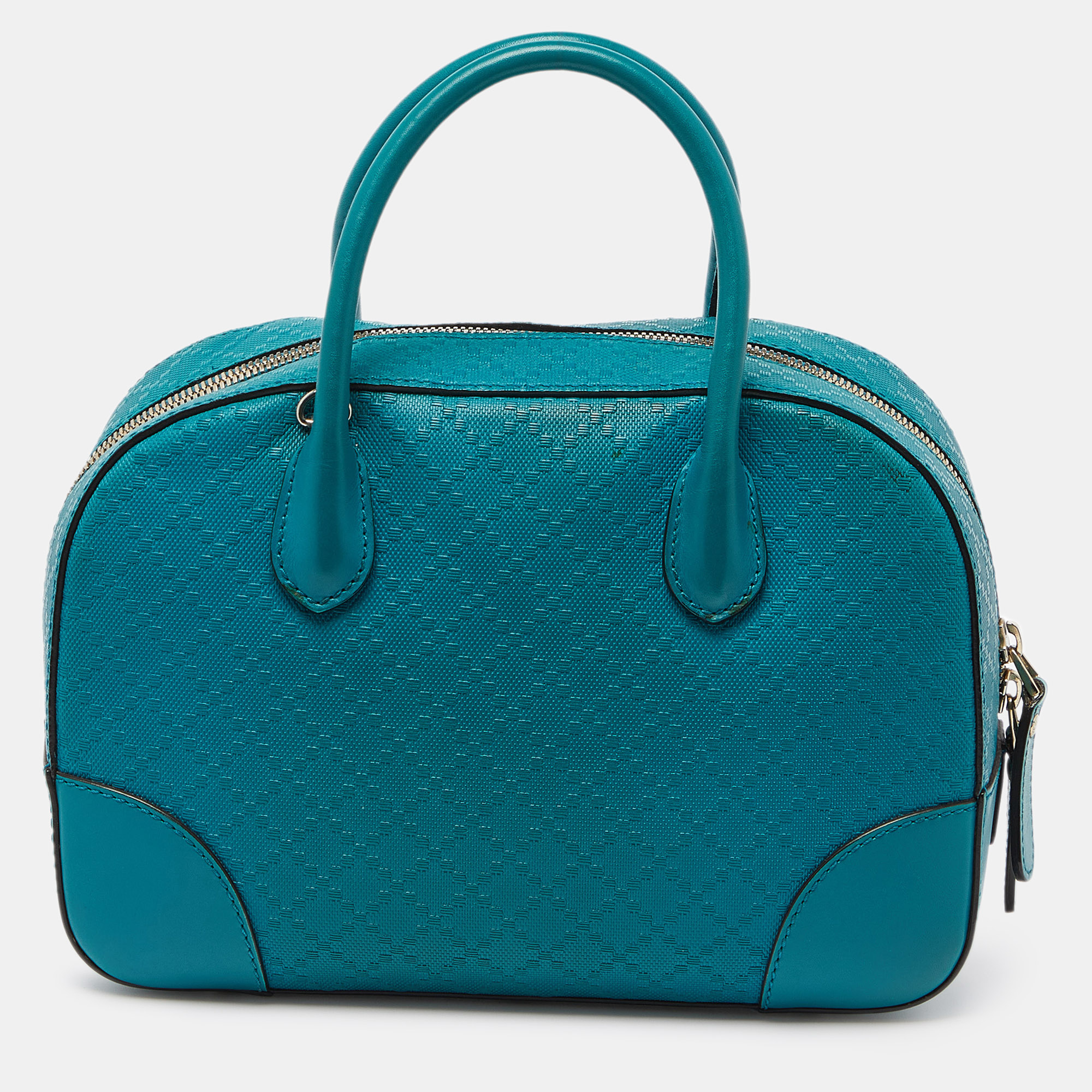 Gucci Turquoise Diamante Leather Small Satchel