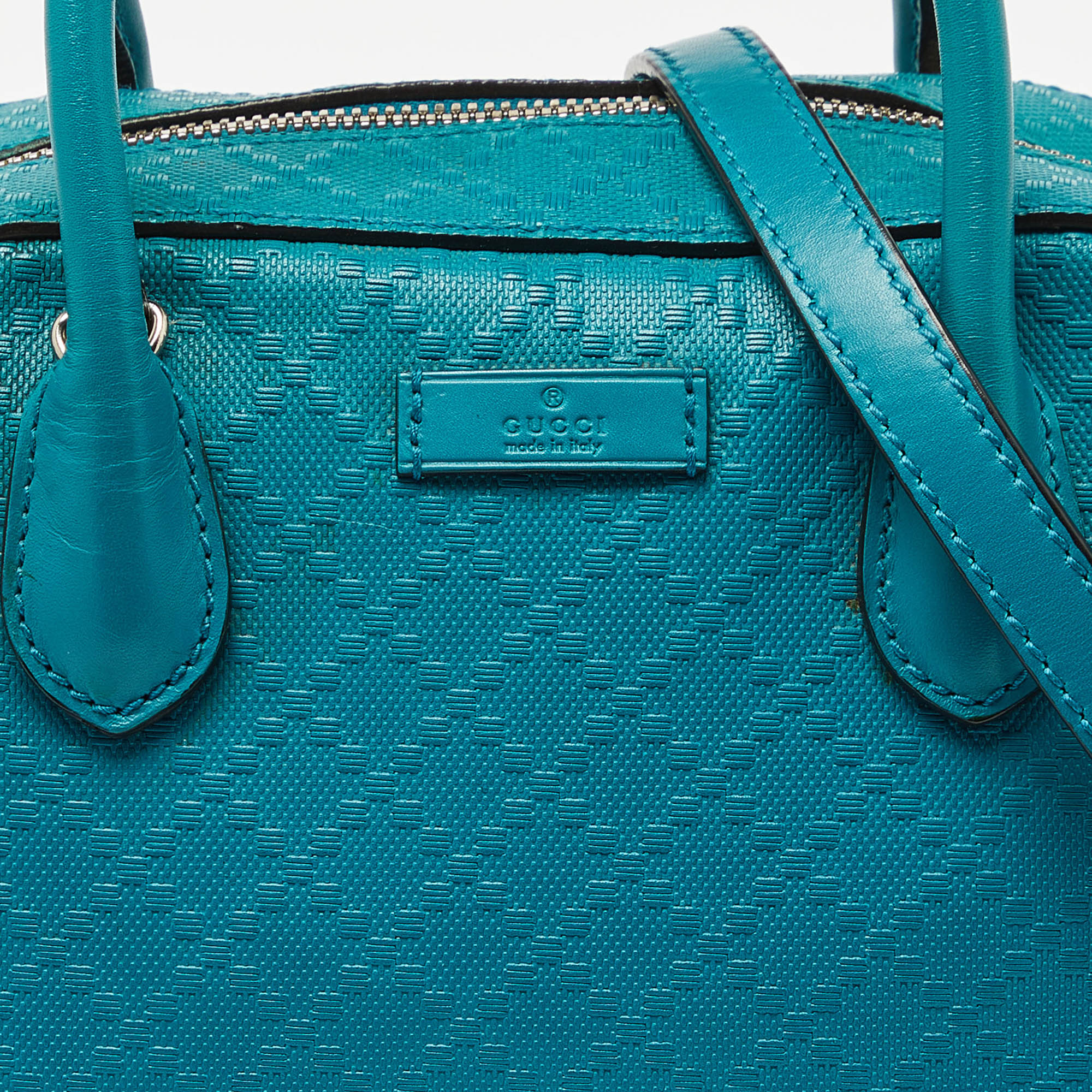 Gucci Turquoise Diamante Leather Small Satchel