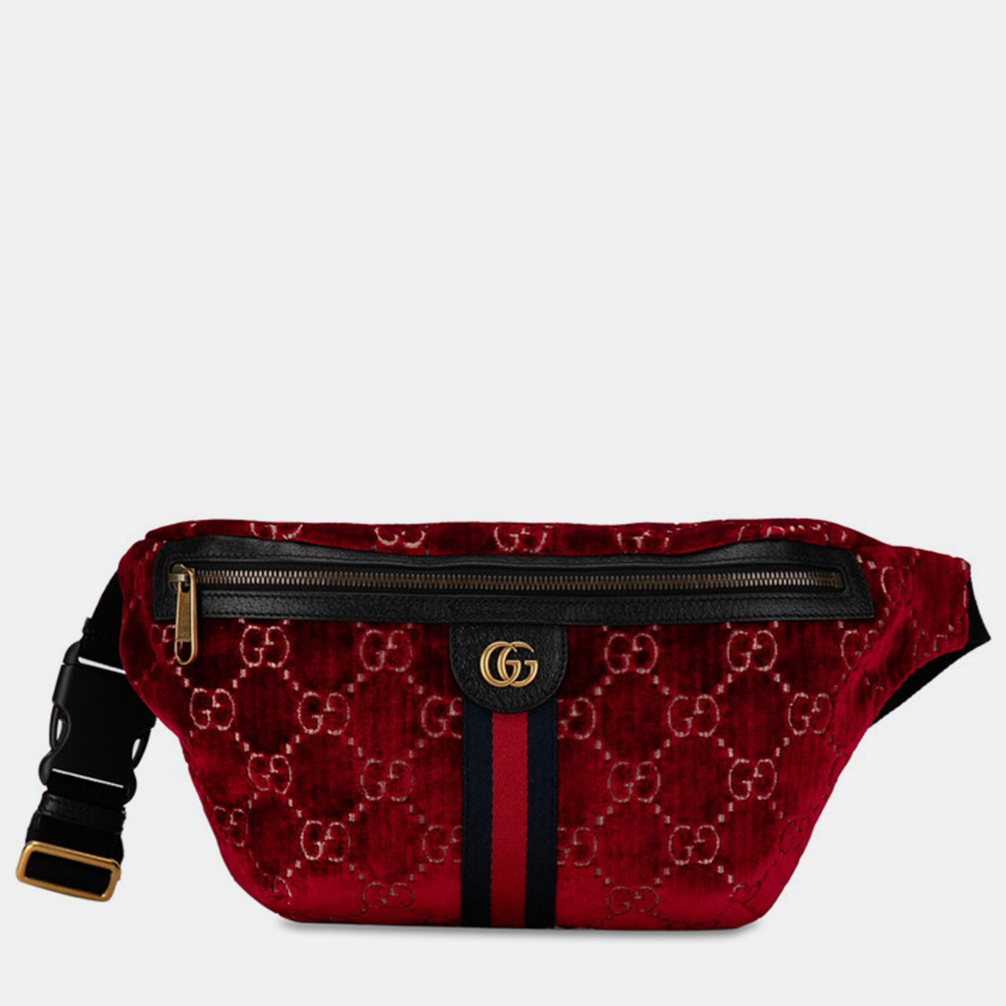 Gucci red gg velvet belt bag