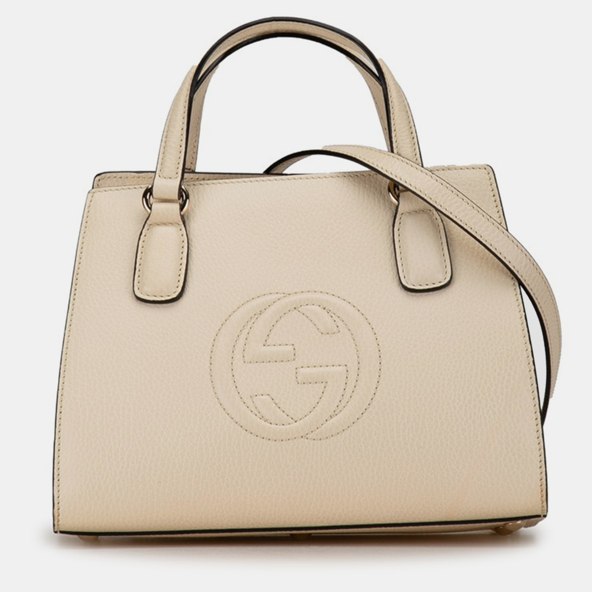Gucci beige leather interlocking g soho satchel bag