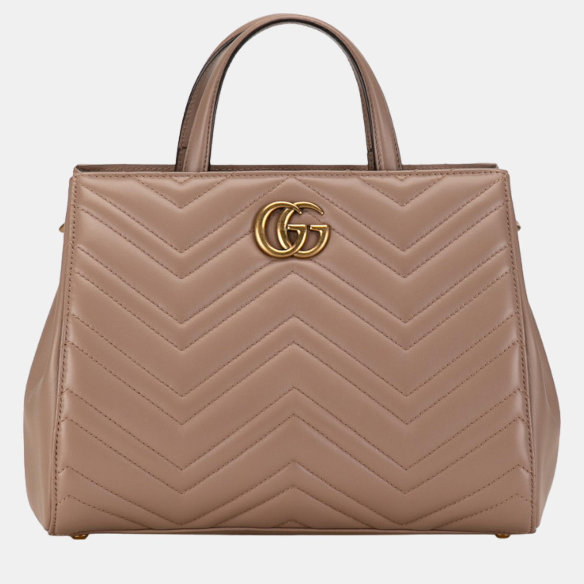 Gucci pink leather gg marmont matelasse handbag