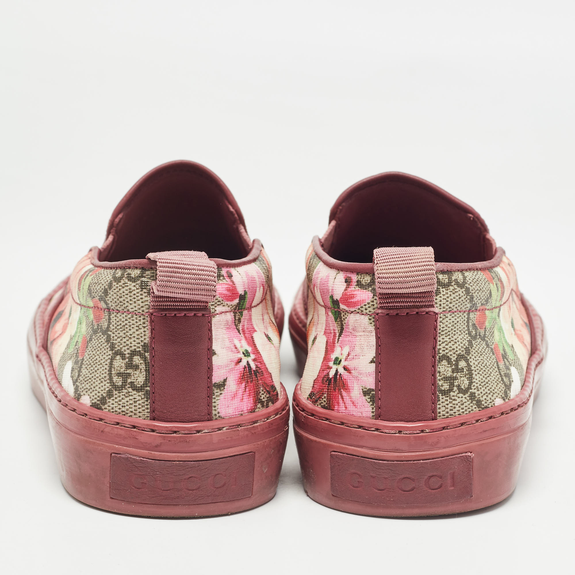 Gucci Pink Canvas Flower Print Slip On Sneakers Size 36