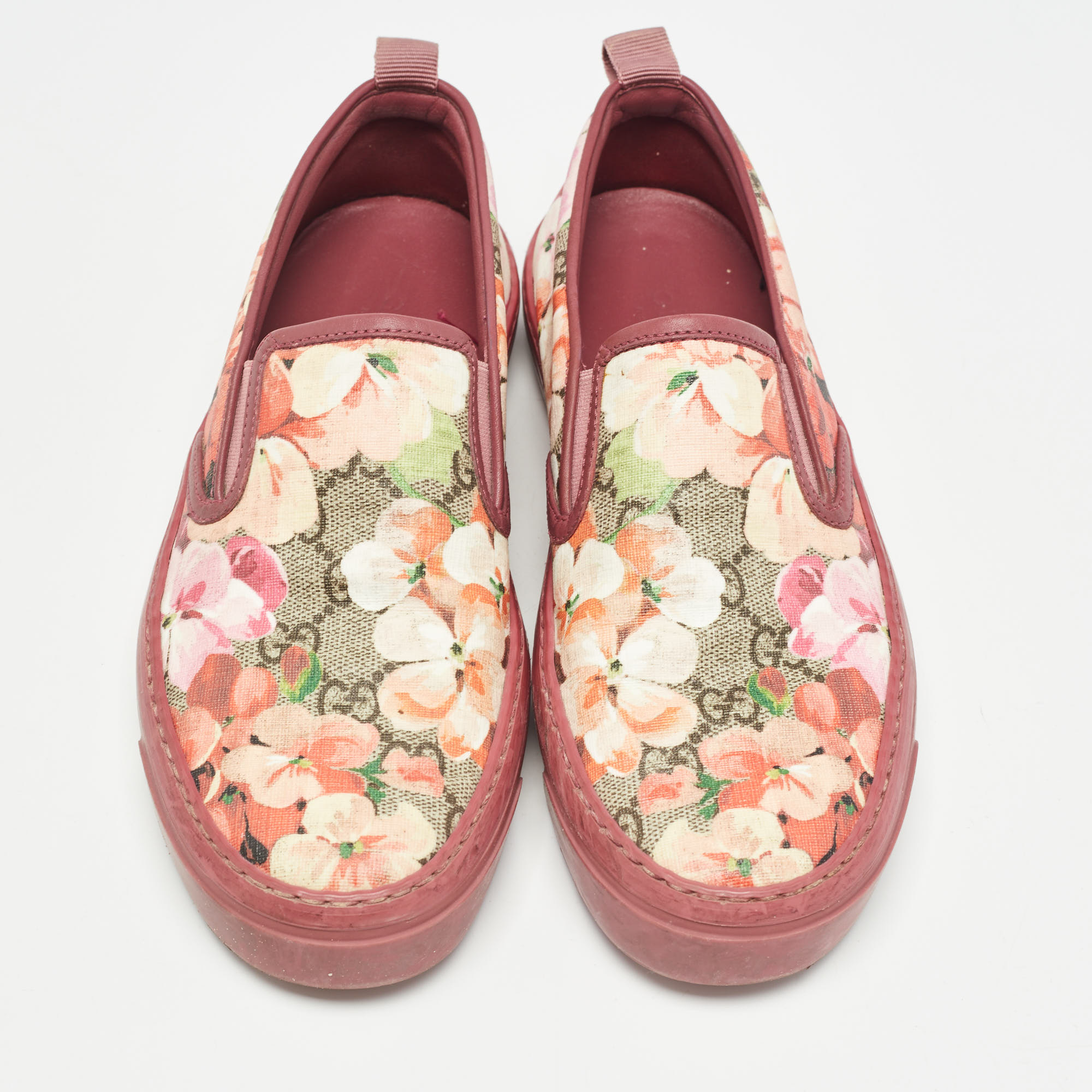 Gucci Pink Canvas Flower Print Slip On Sneakers Size 36