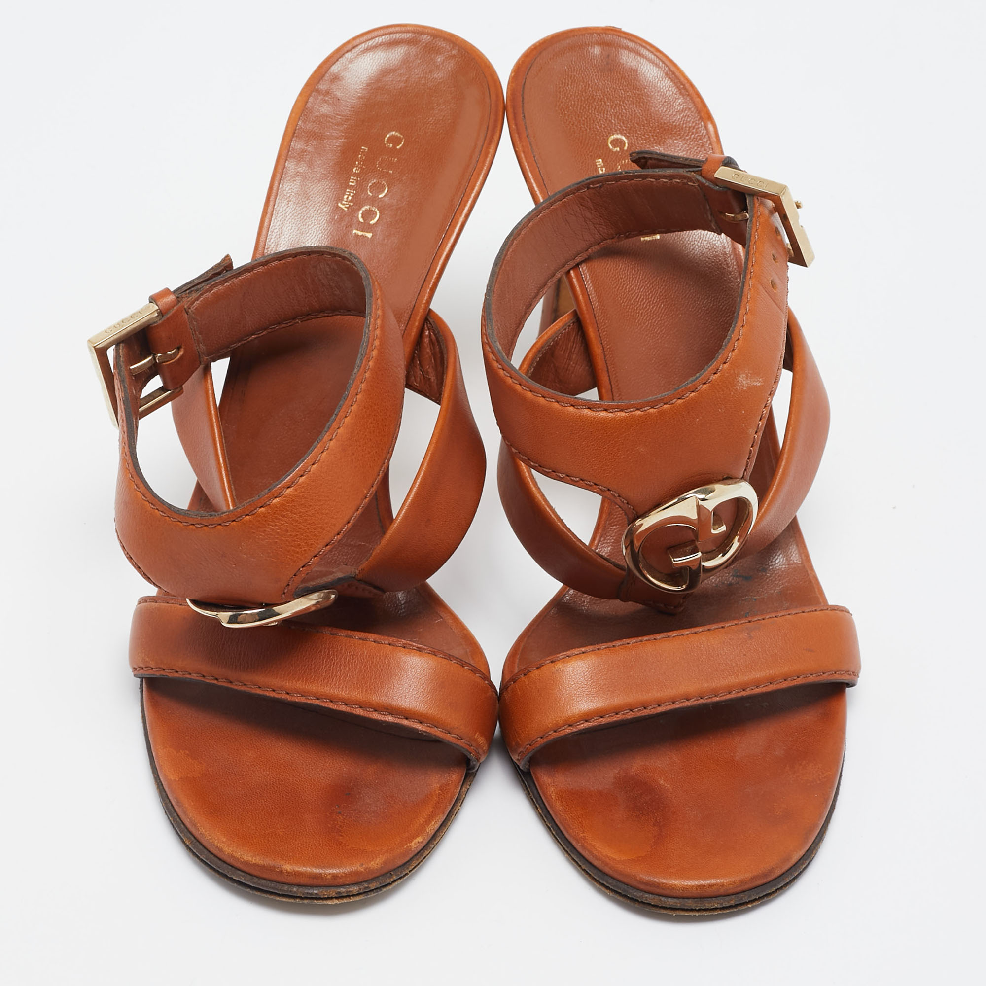 Gucci Brown Leather Ankle Strap Sandals Size 37