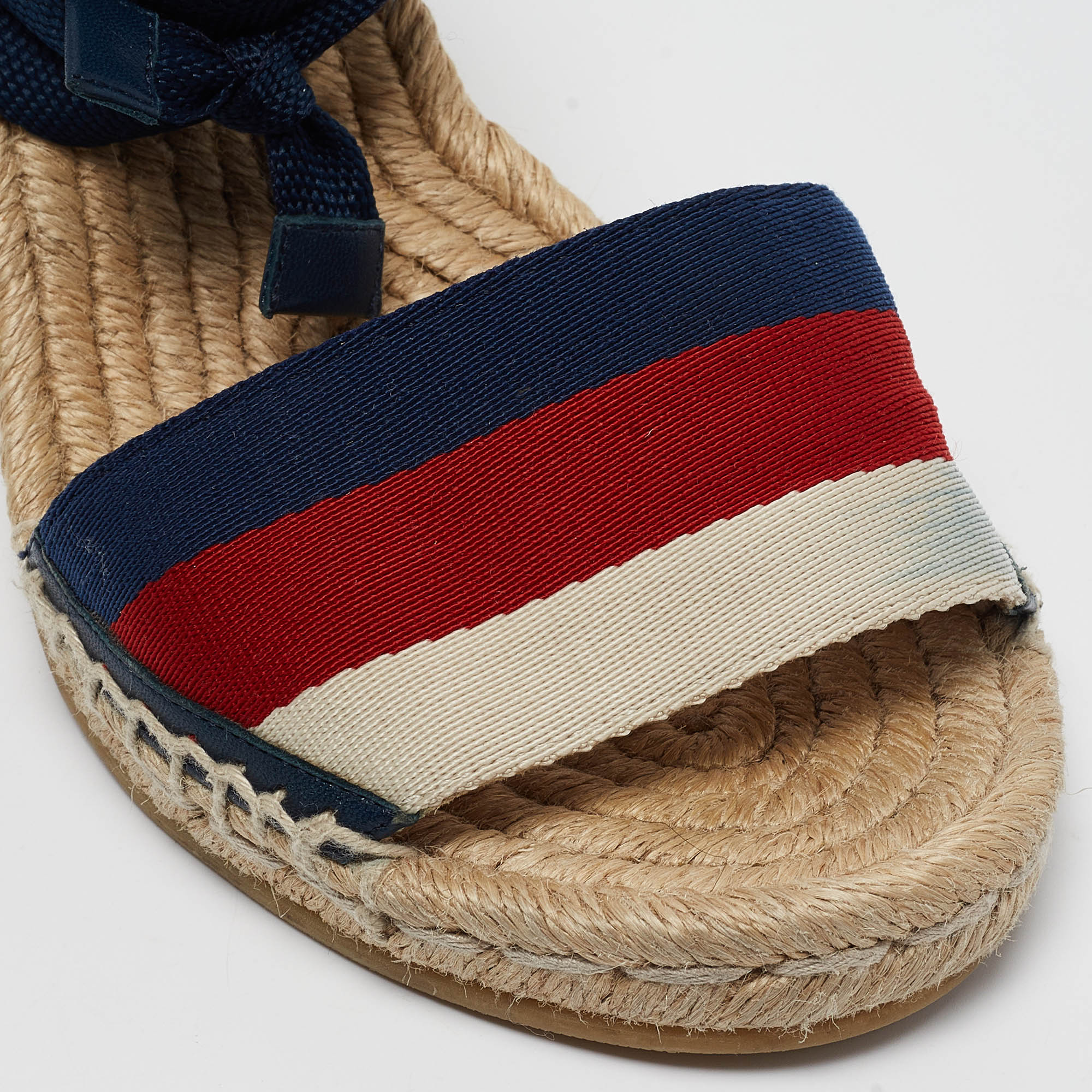 Gucci Tricolor Canvas Lilibeth Espadrille Sandals Size 37