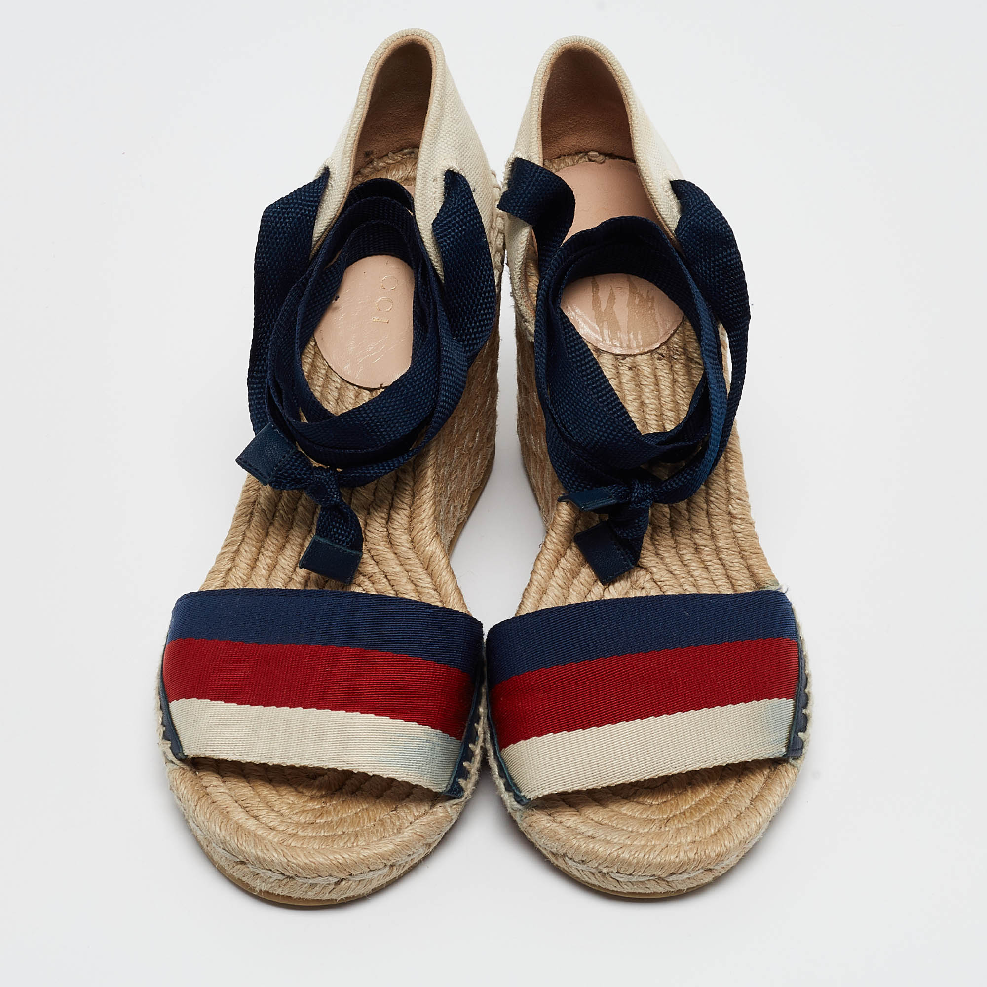 Gucci Tricolor Canvas Lilibeth Espadrille Sandals Size 37