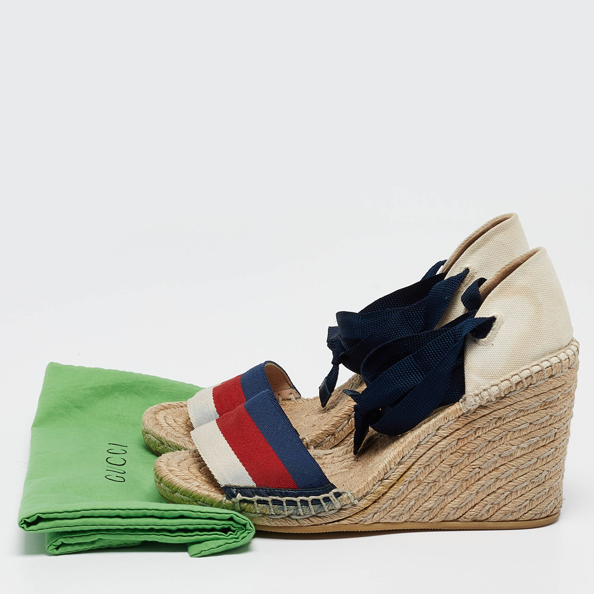 Gucci Tricolor Canvas Lilibeth Espadrille Sandals Size 37