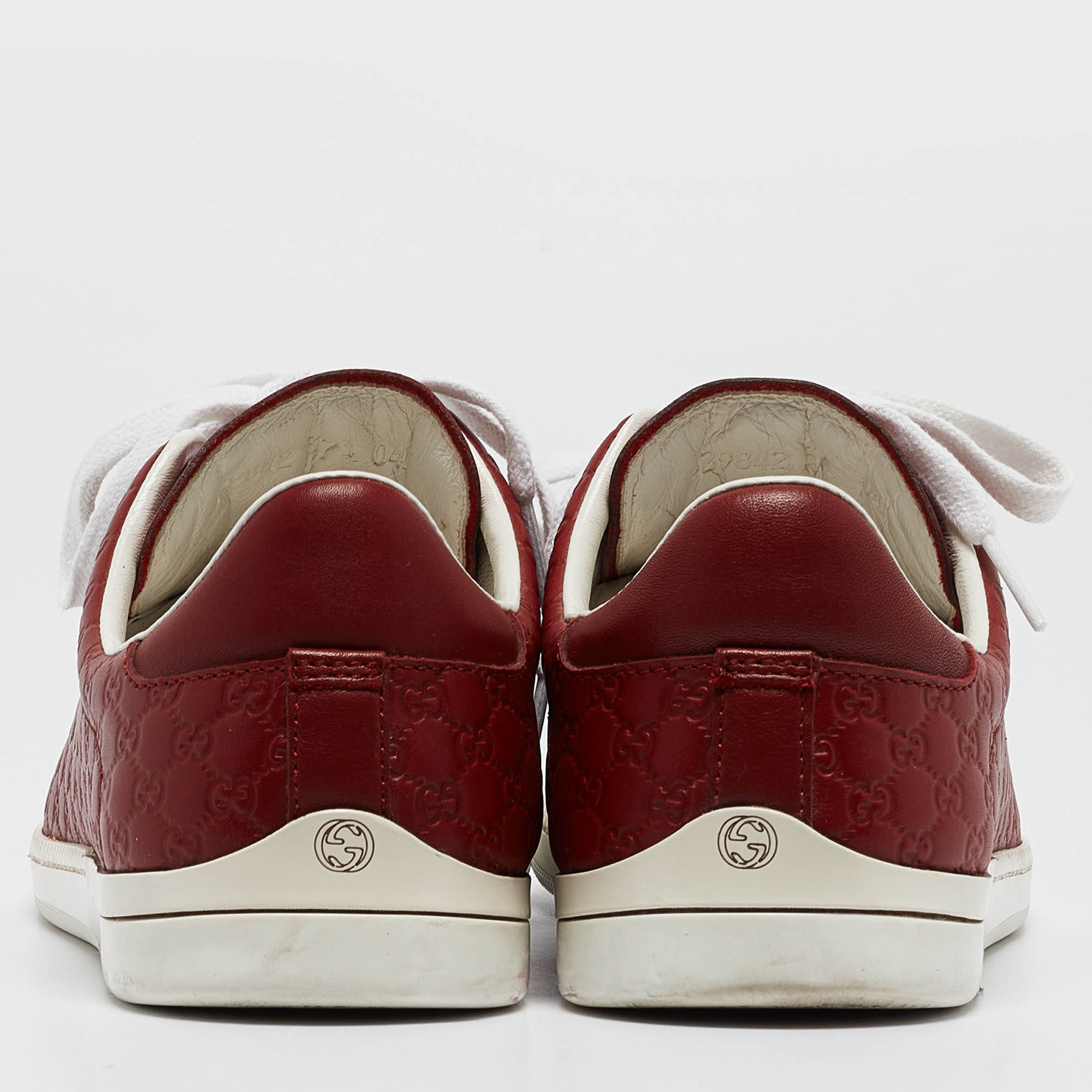 Gucci Red Microguccissima Leather Low Top Sneakers Size 37