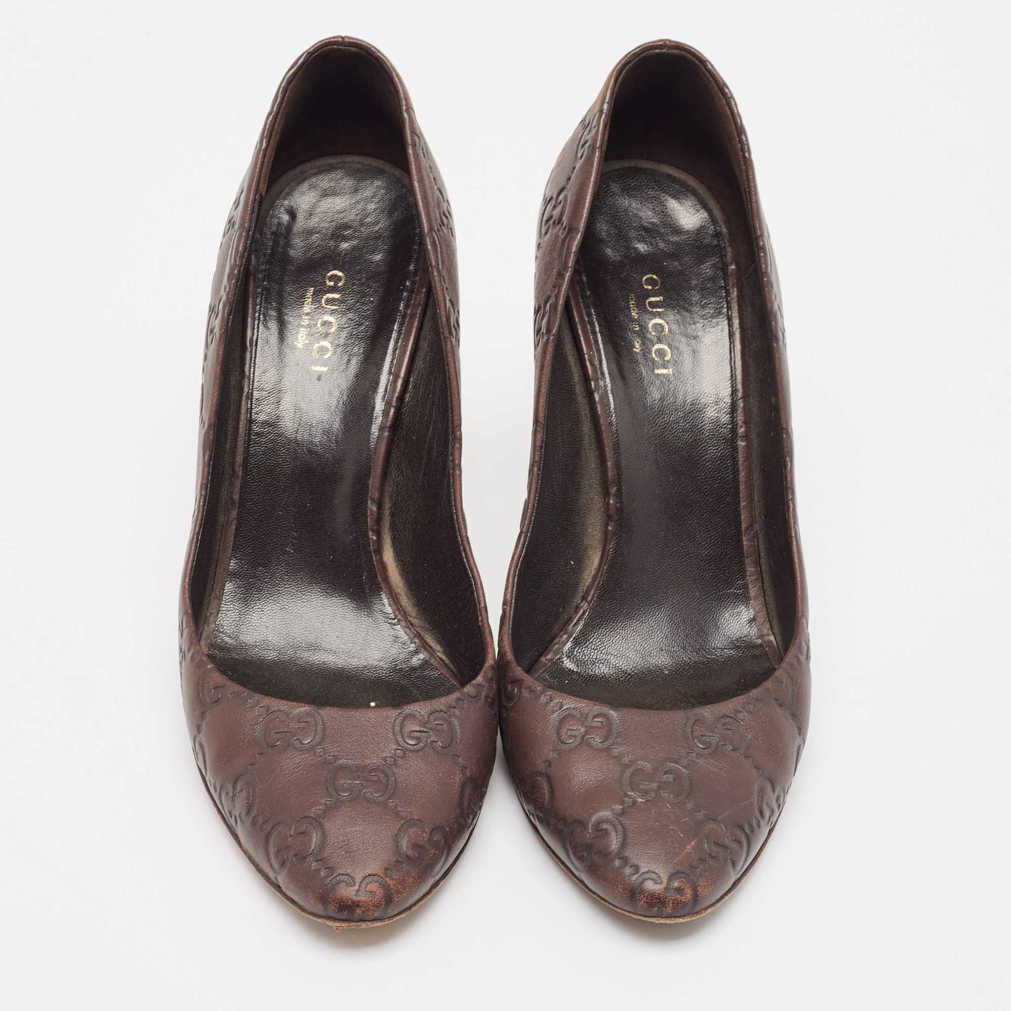 Gucci Brown Guccissima Leather Pointed Toe Pumps Size 36.5