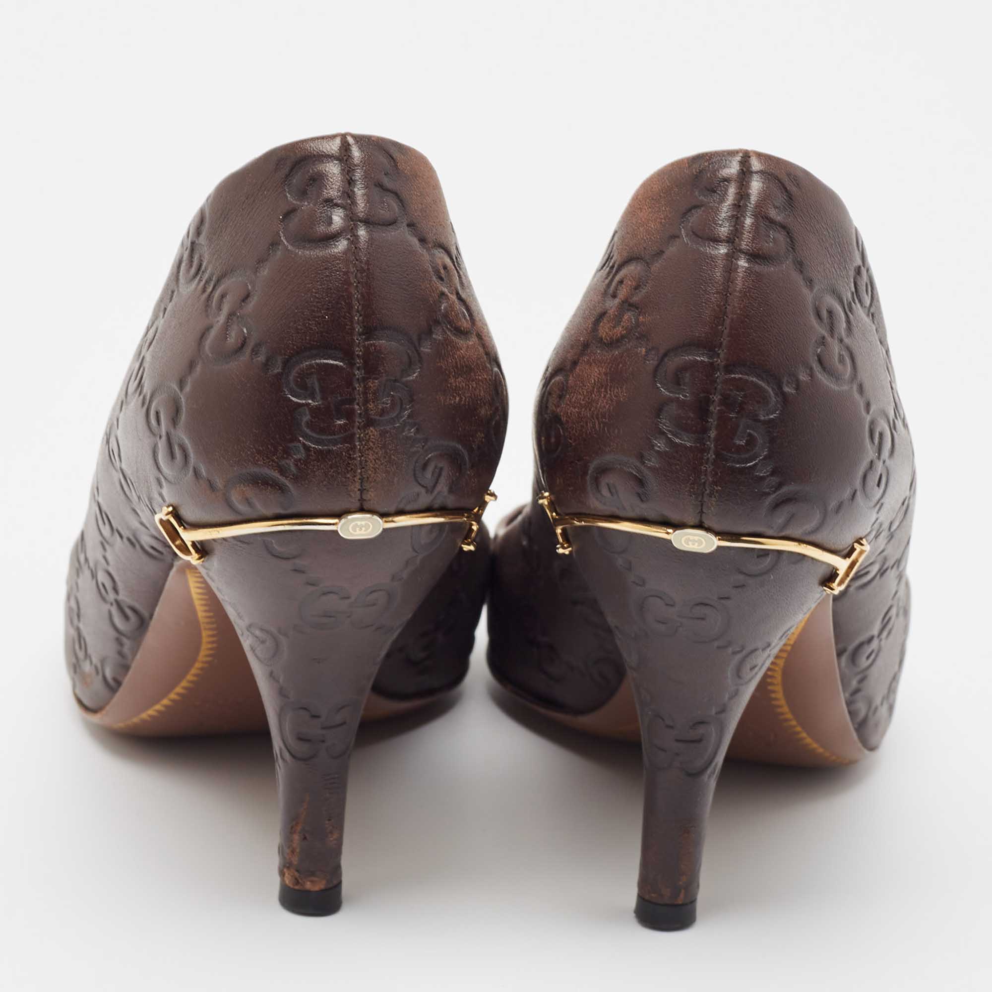 Gucci Brown Guccissima Leather Pointed Toe Pumps Size 36.5