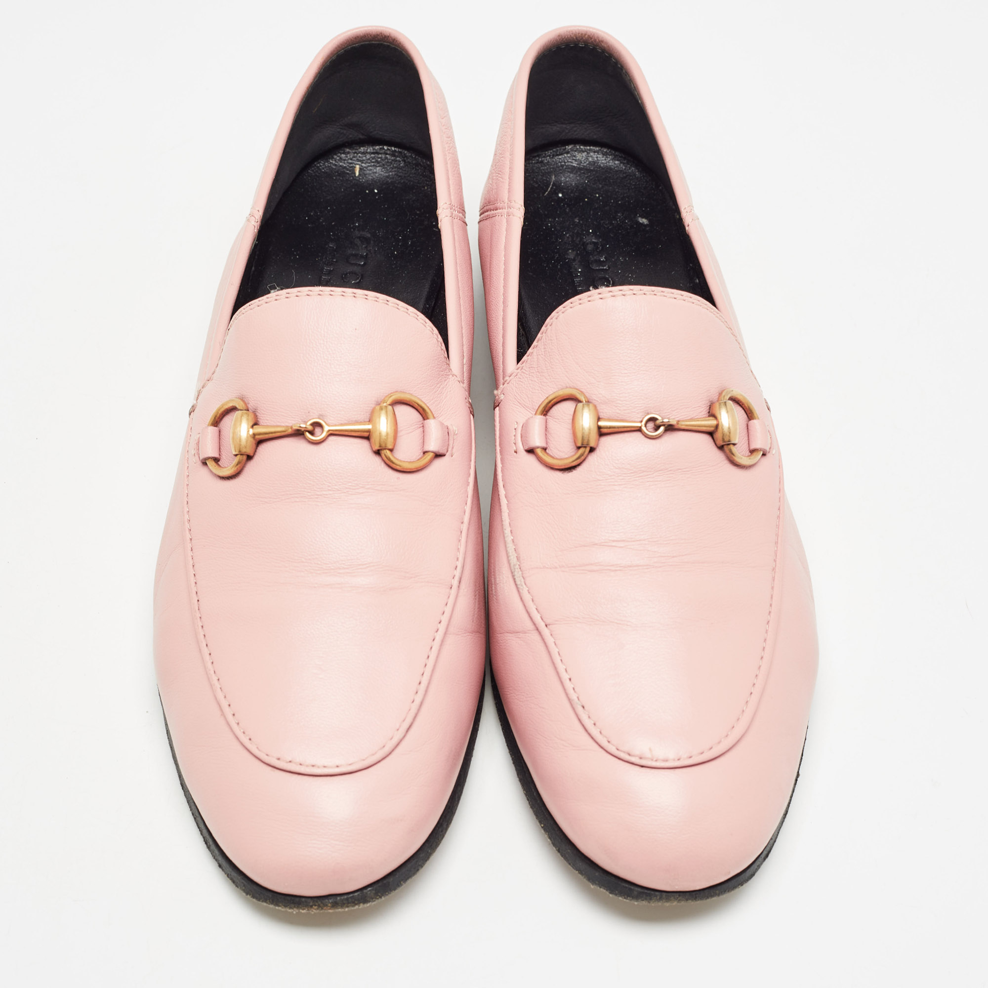 Gucci Pink Leather Jordaan Loafers Size 37