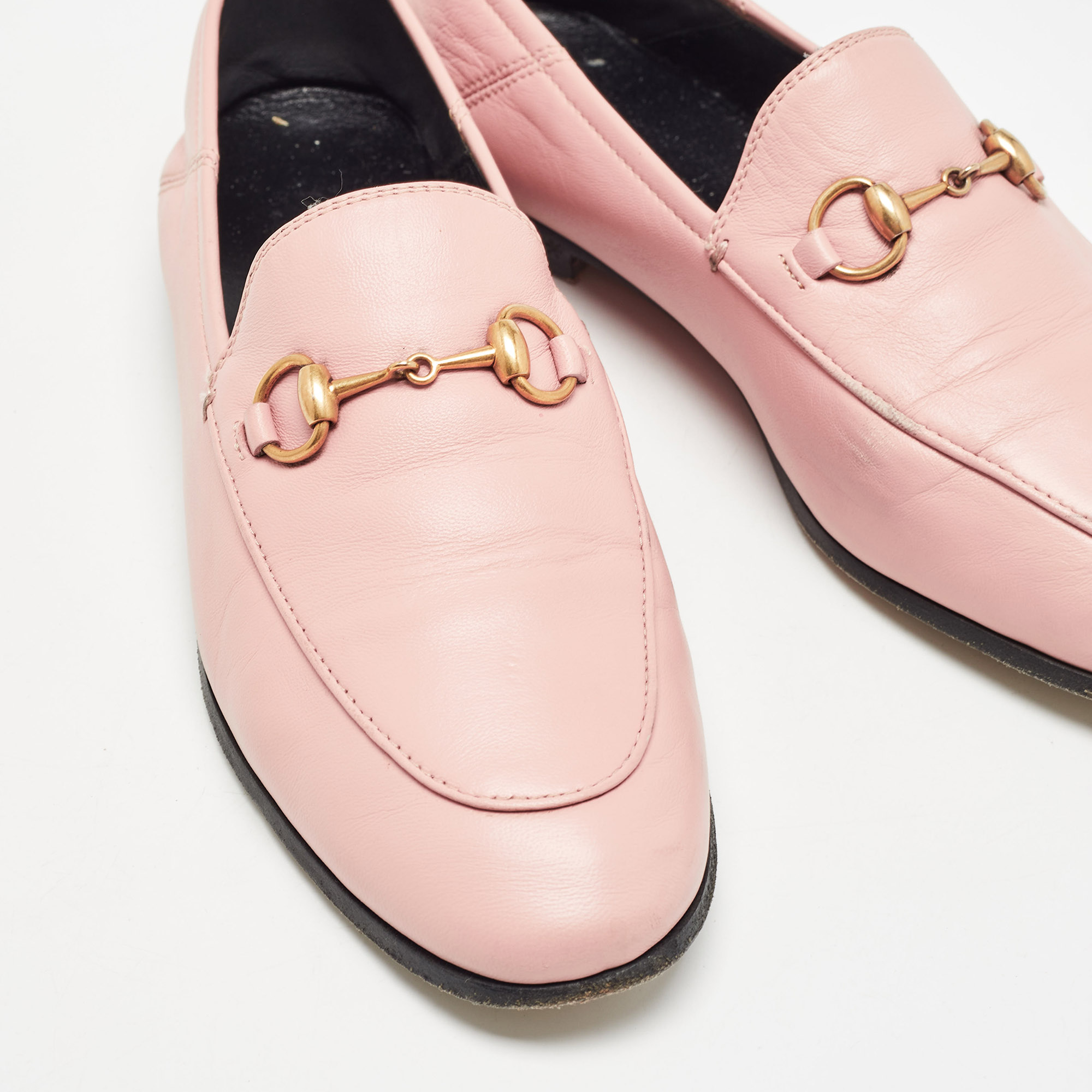 Gucci Pink Leather Jordaan Loafers Size 37