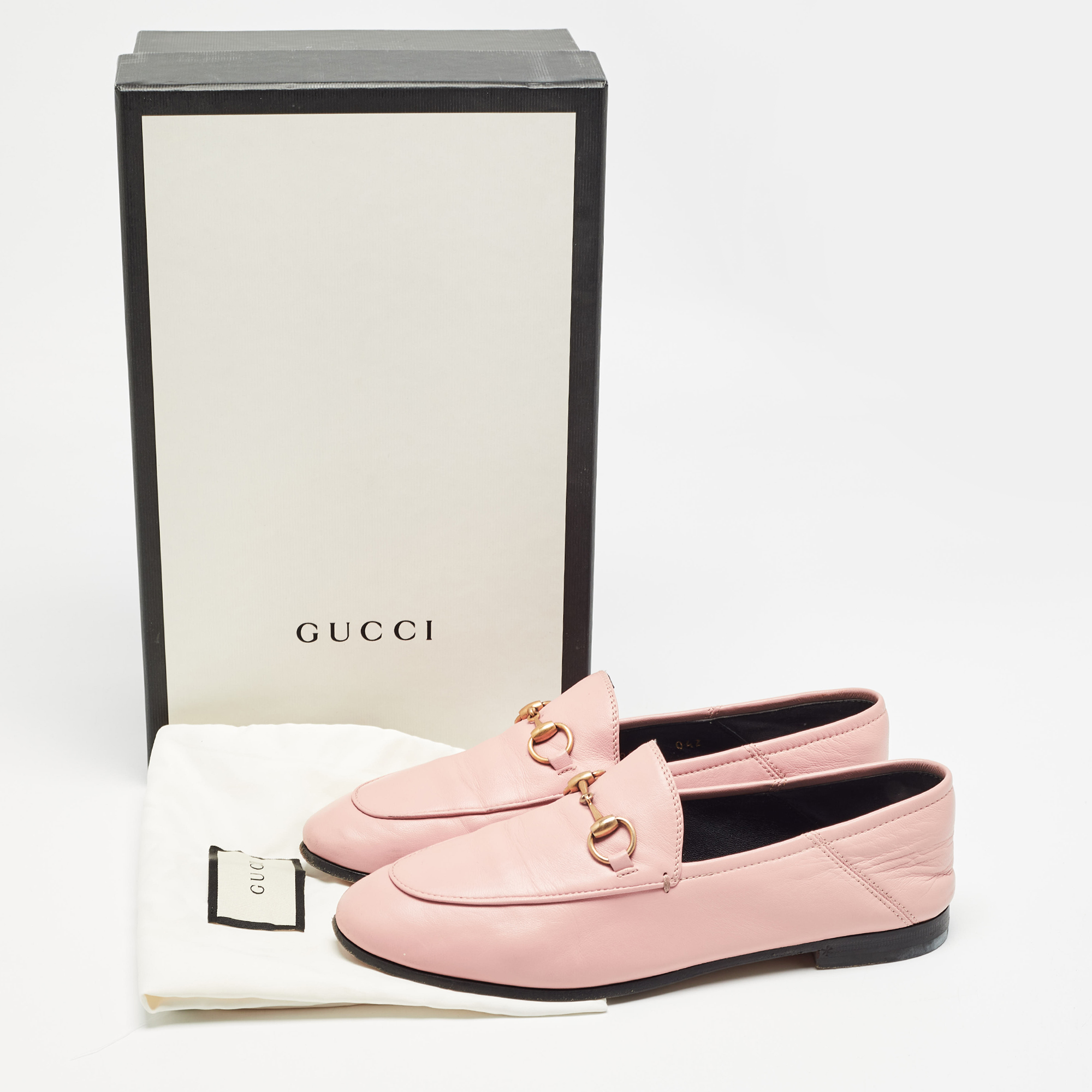 Gucci Pink Leather Jordaan Loafers Size 37