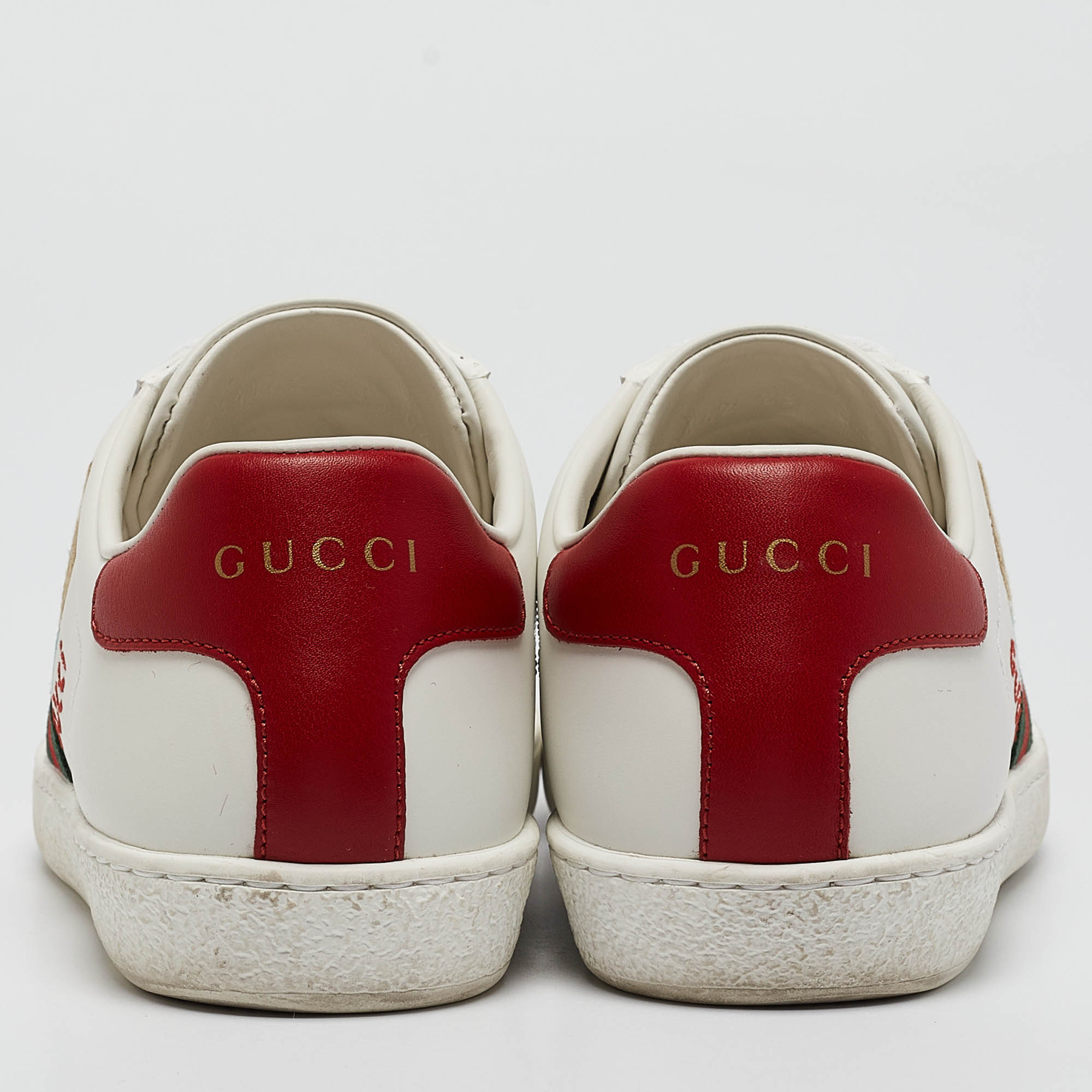 Gucci White Leather Web Ace Low Top Sneakers Size 36