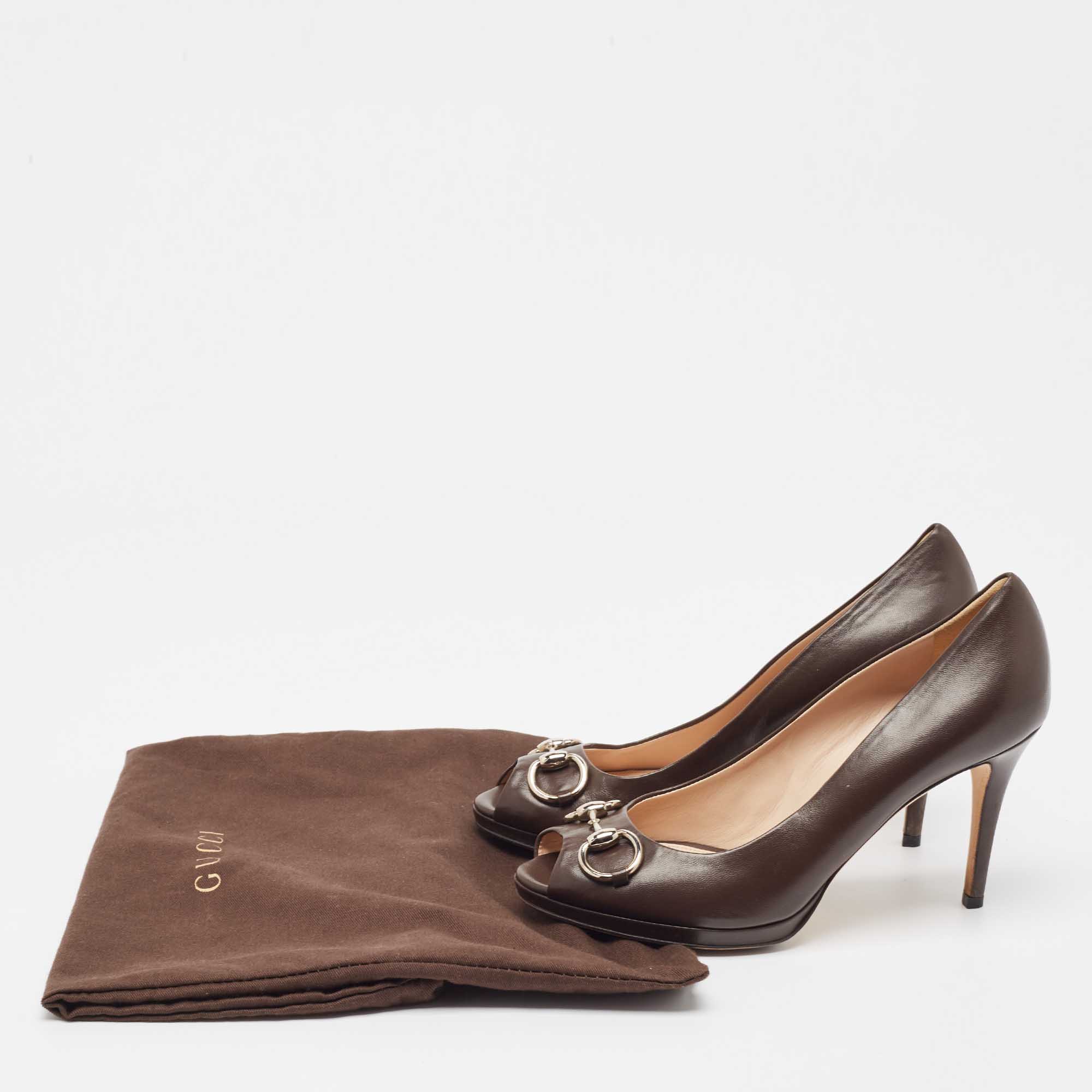 Gucci Brown Leather Hollywood Pumps Size 39