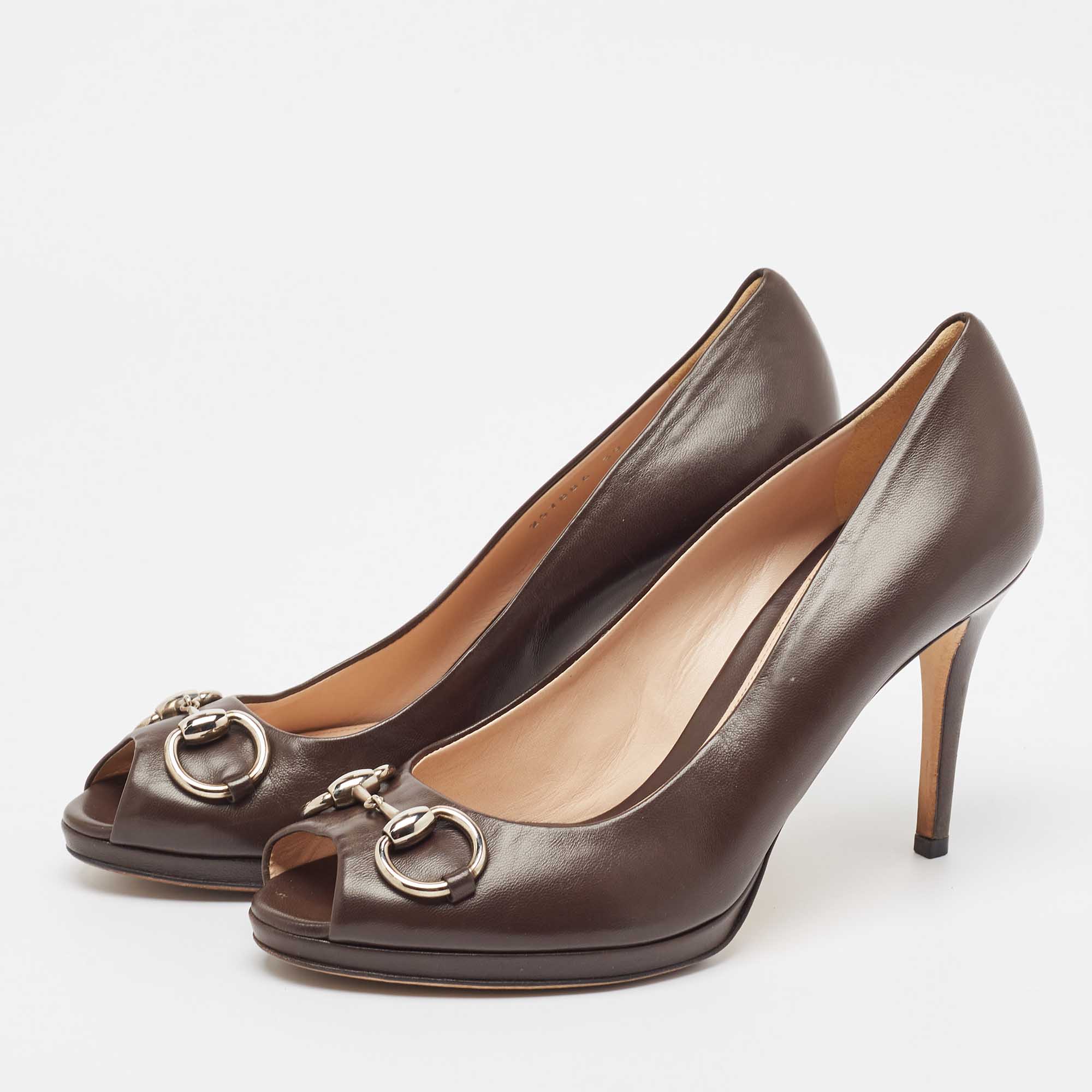 Gucci Brown Leather Hollywood Pumps Size 39