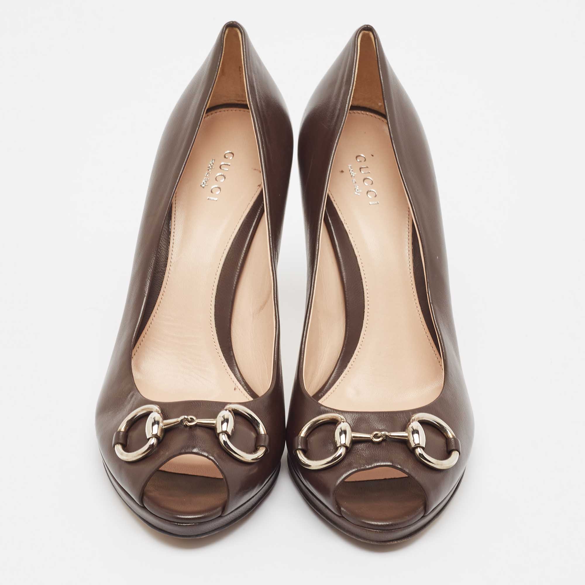 Gucci Brown Leather Hollywood Pumps Size 39