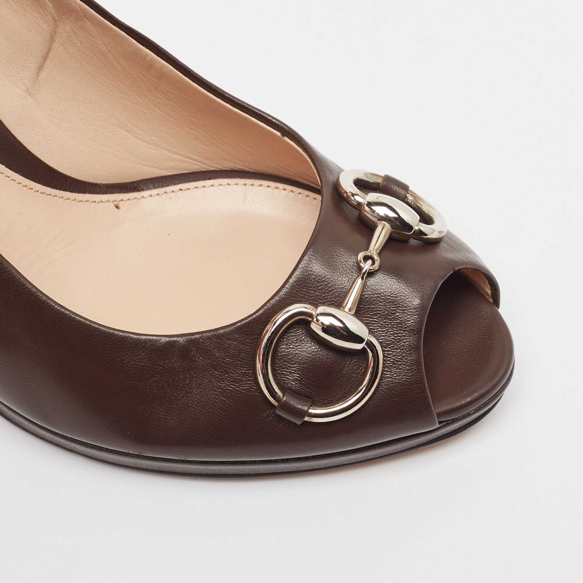 Gucci Brown Leather Hollywood Pumps Size 39