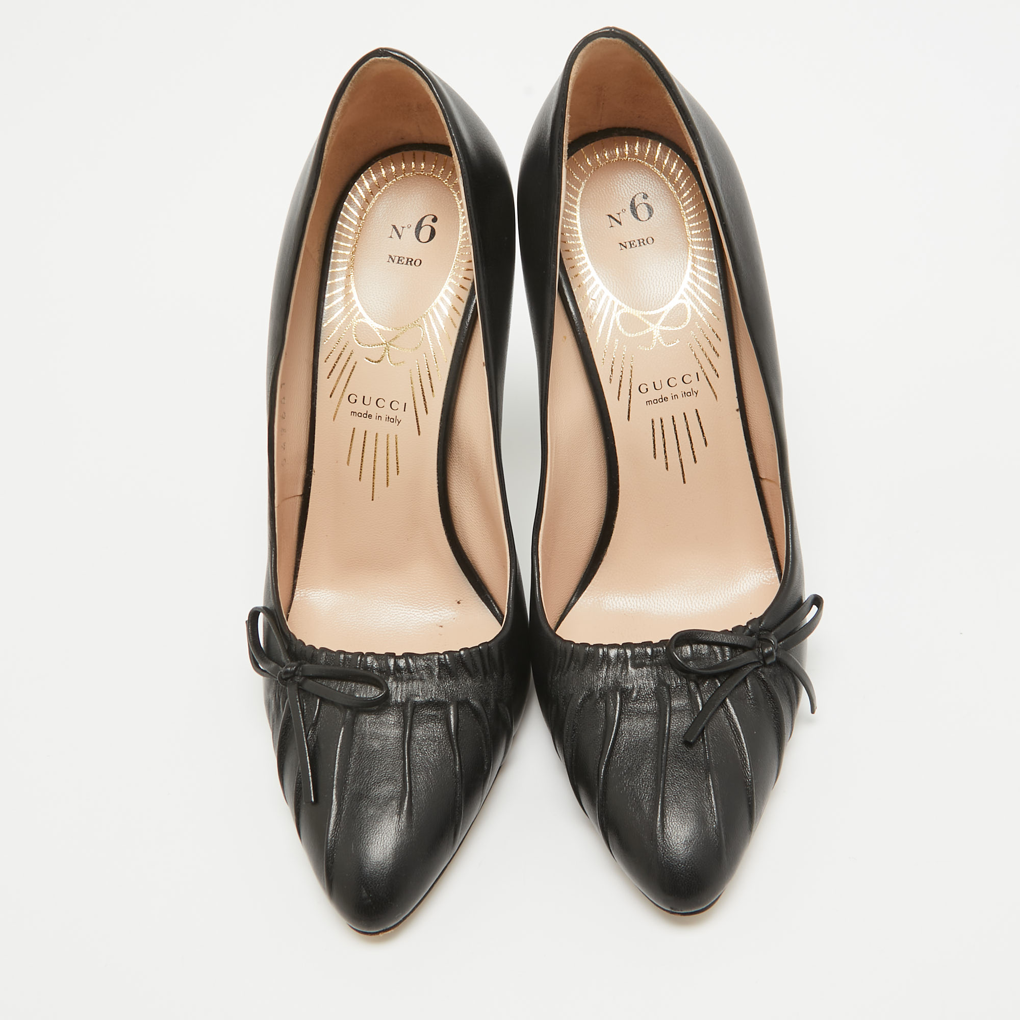 Gucci Black Leather Bow Detail Pumps 35