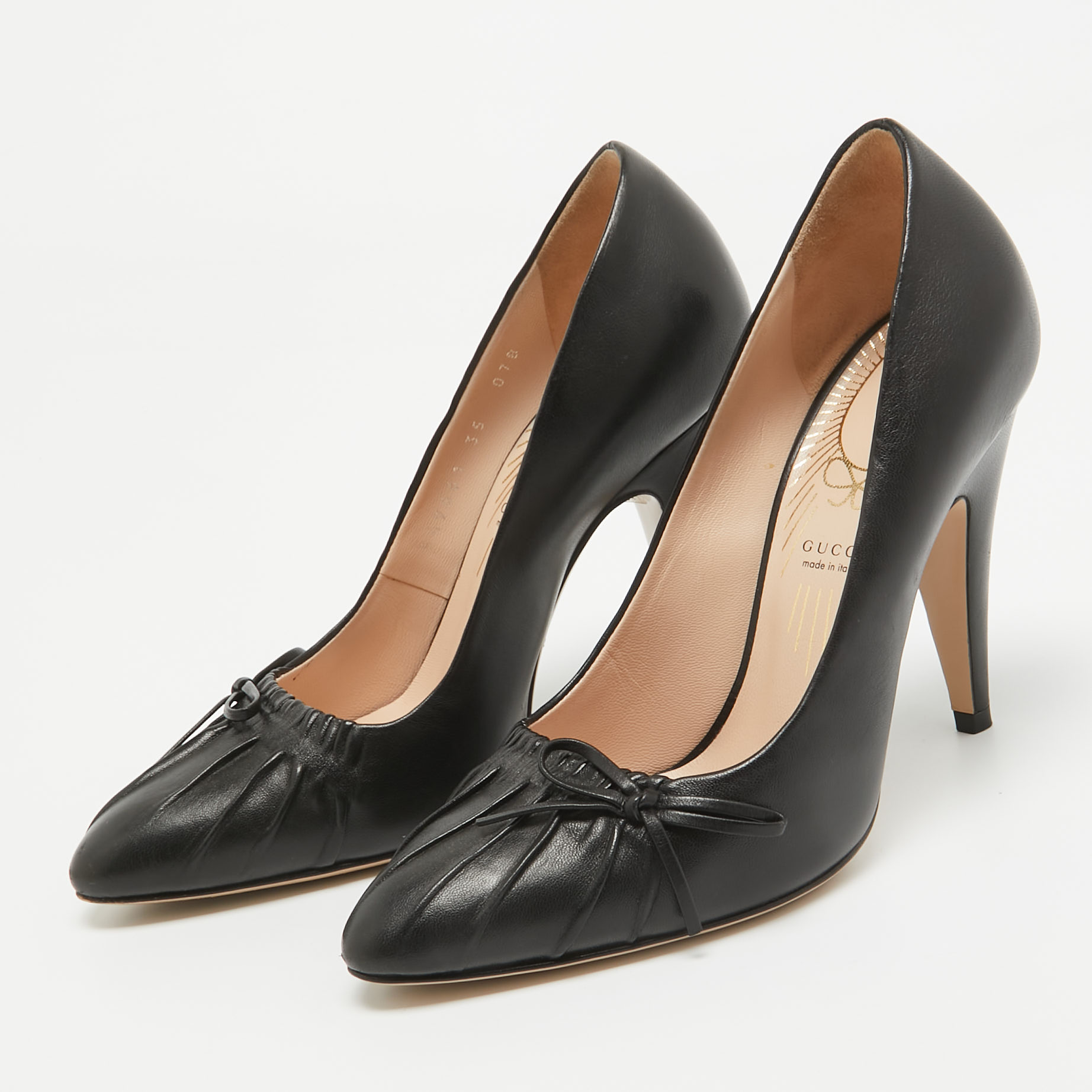 Gucci Black Leather Bow Detail Pumps 35