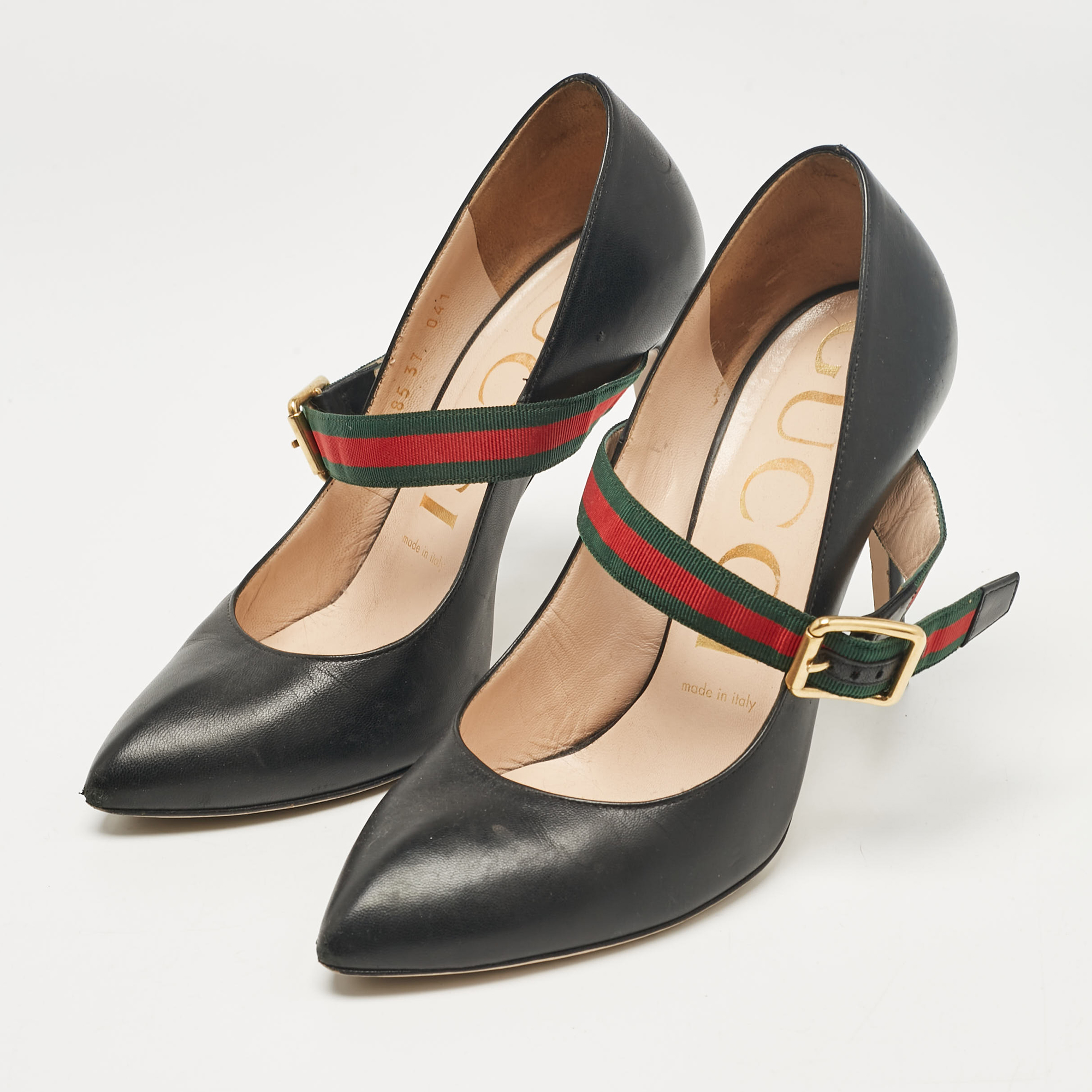 Gucci Black Leather Mary Jane Sylvie Pumps Size 37