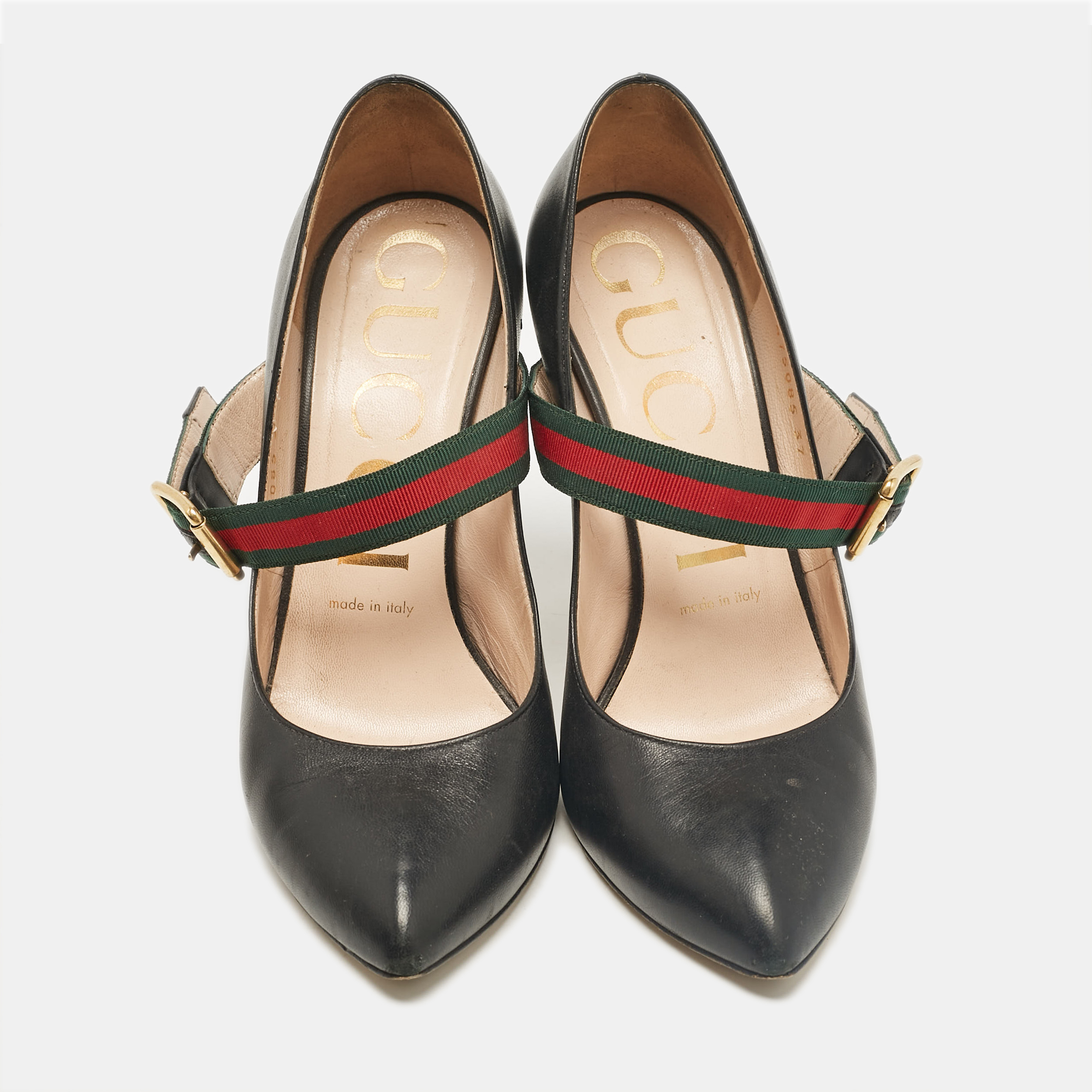 Gucci Black Leather Mary Jane Sylvie Pumps Size 37