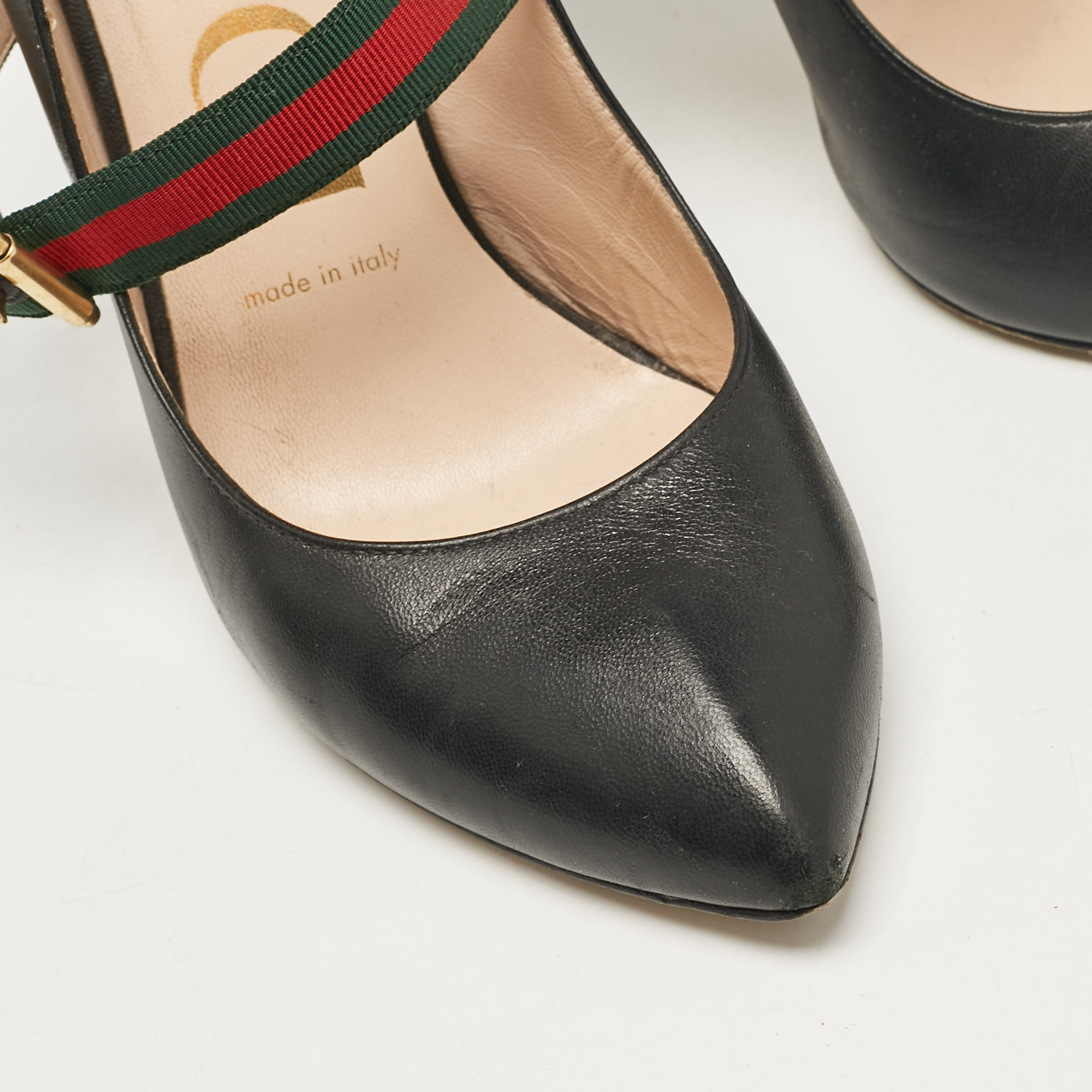 Gucci Black Leather Mary Jane Sylvie Pumps Size 37