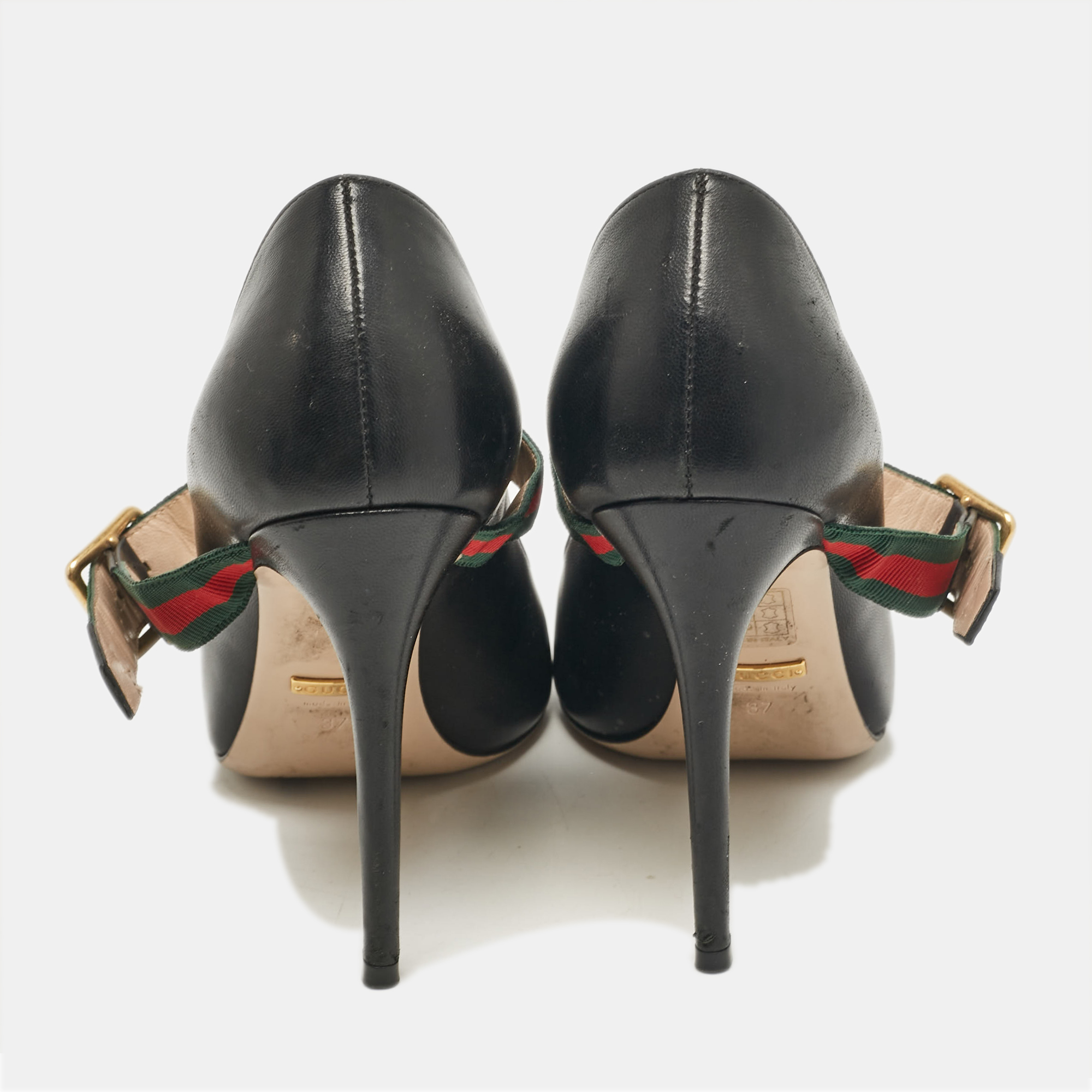 Gucci Black Leather Mary Jane Sylvie Pumps Size 37