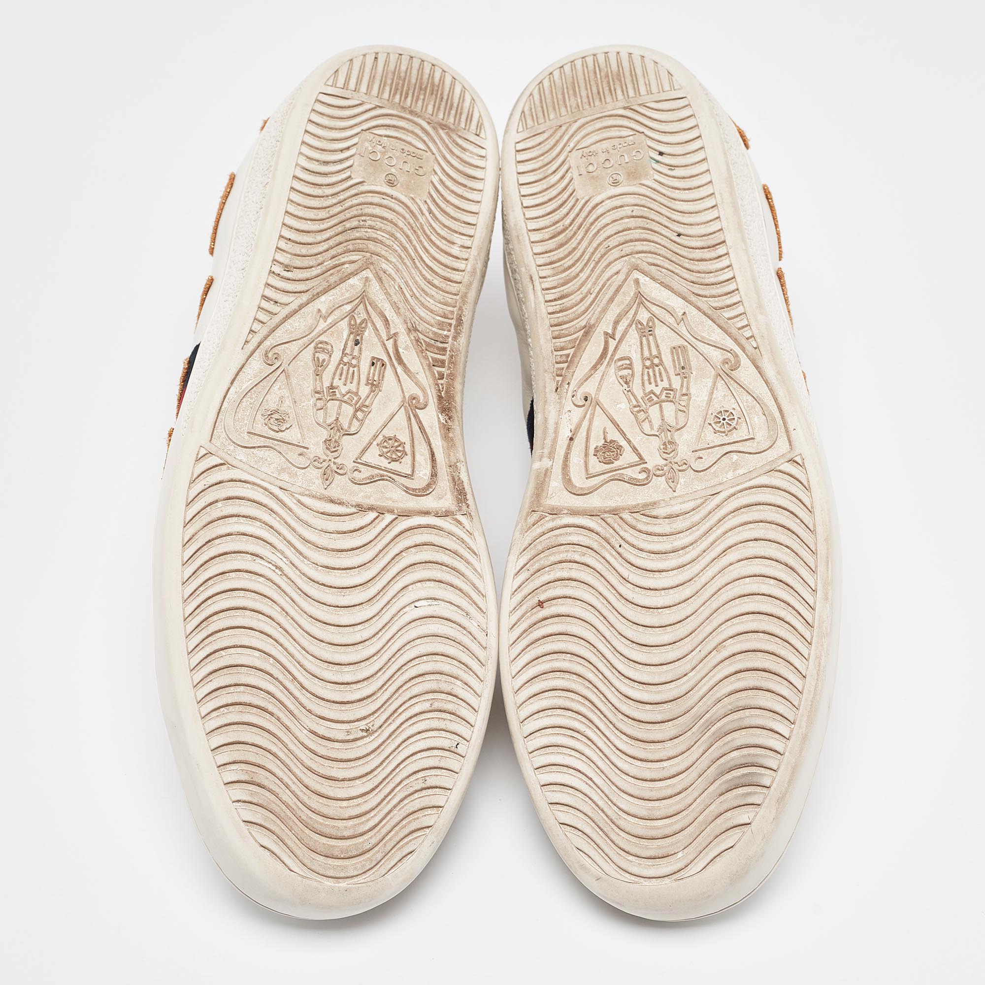 Gucci White Leather Web Ace Lace Up Sneakers Size 38