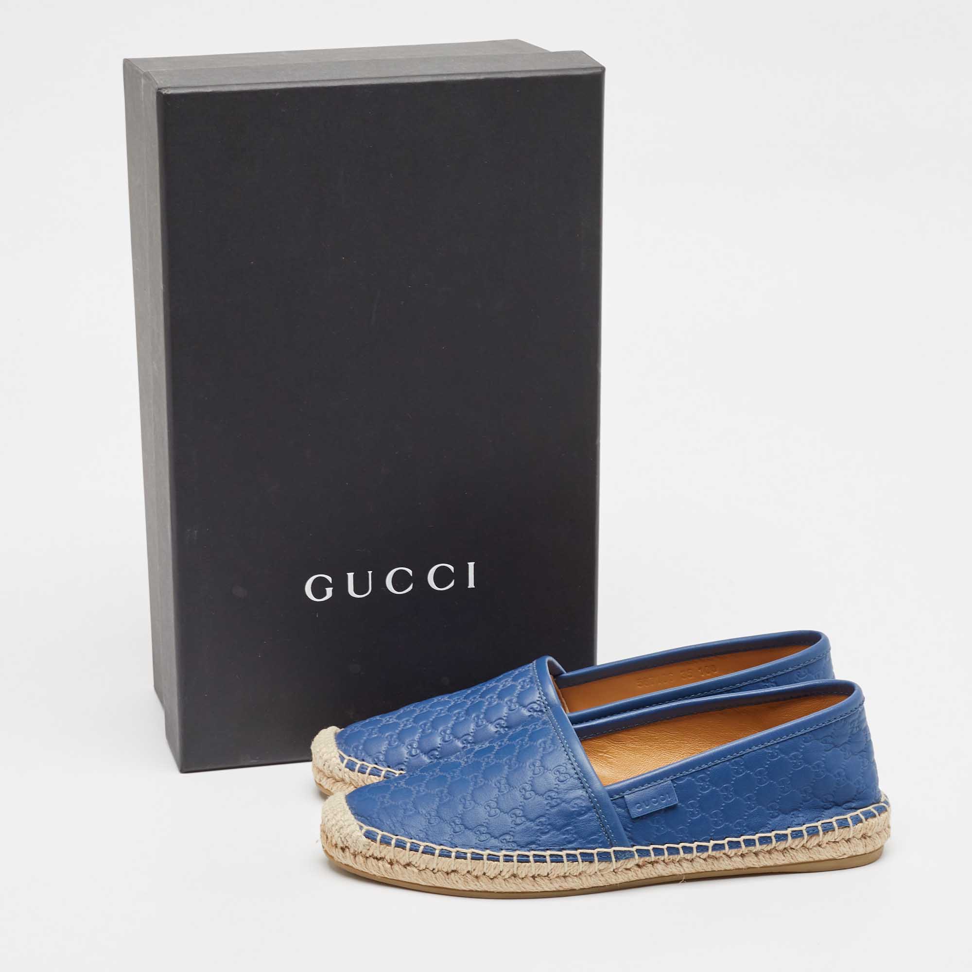 Gucci Blue GG Leather Espadrille Flats Size 35