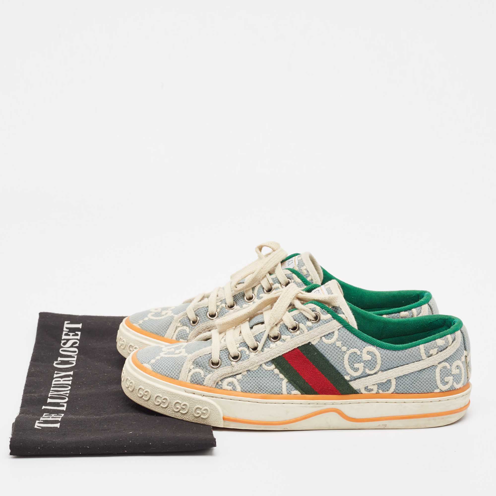 Gucci Blue/White GG Canvas Tennis 1977 Sneakers Size 38