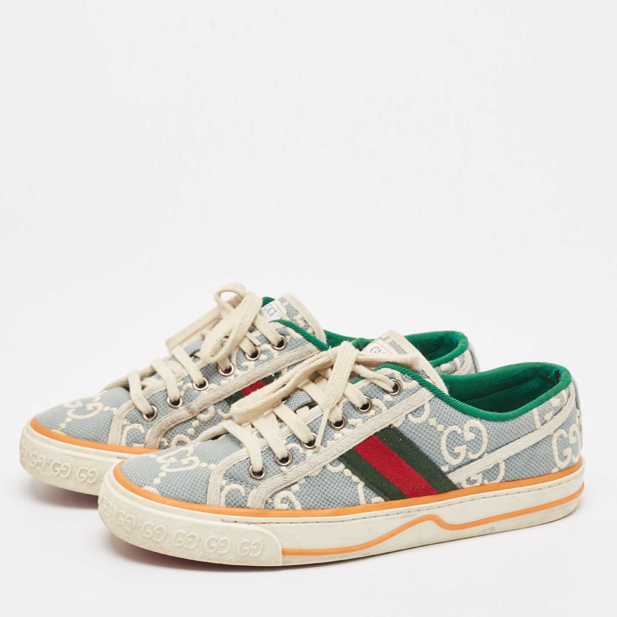 Gucci Blue/White GG Canvas Tennis 1977 Sneakers Size 38