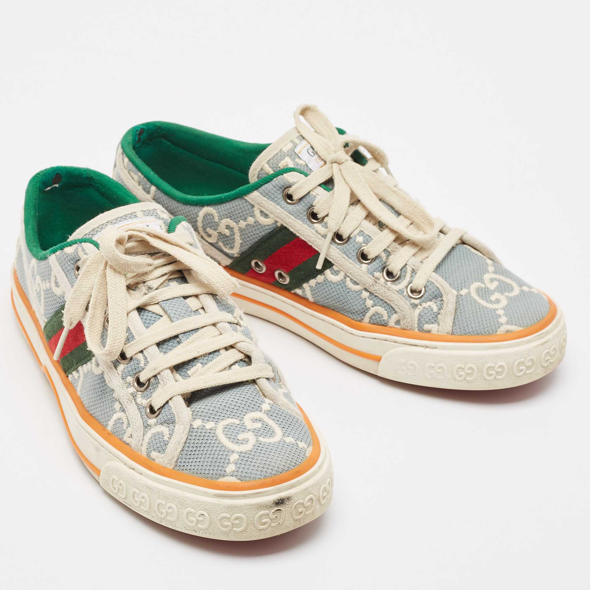 Gucci Blue/White GG Canvas Tennis 1977 Sneakers Size 38