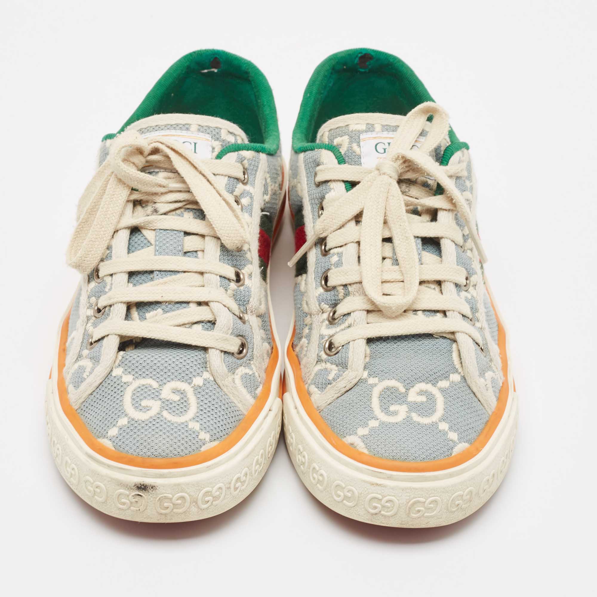 Gucci Blue/White GG Canvas Tennis 1977 Sneakers Size 38