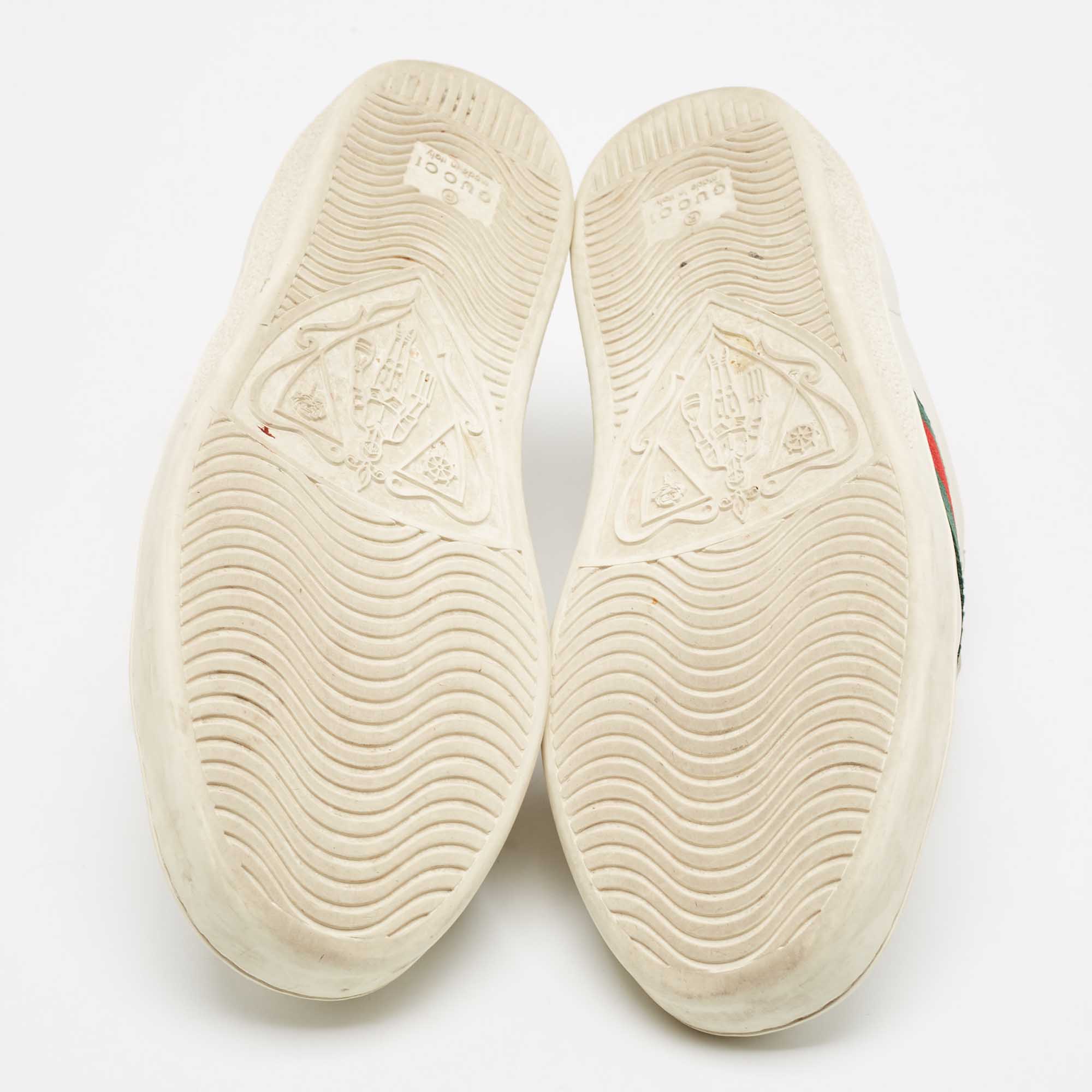 Gucci White Crocodile And Leather Ace Lace Up Sneakers Size 38