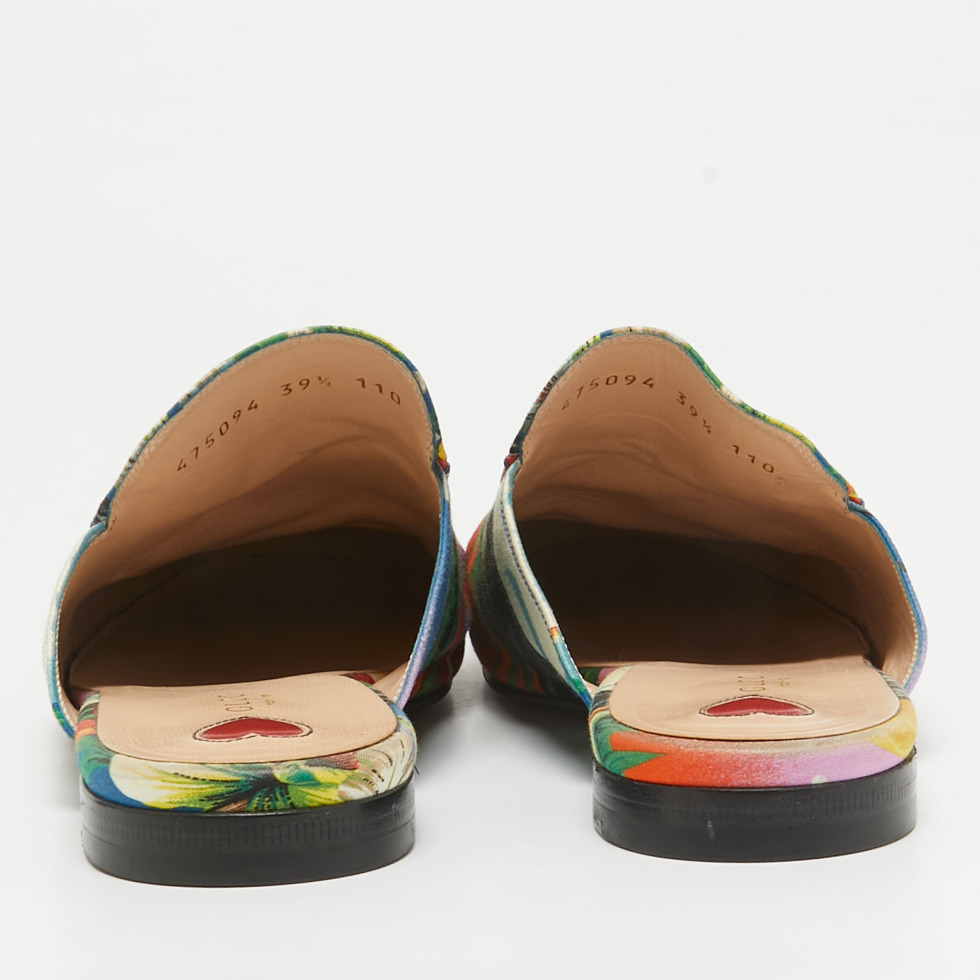 Gucci Multicolor Floral Fabric Princetown Flat Mules Size 39.5