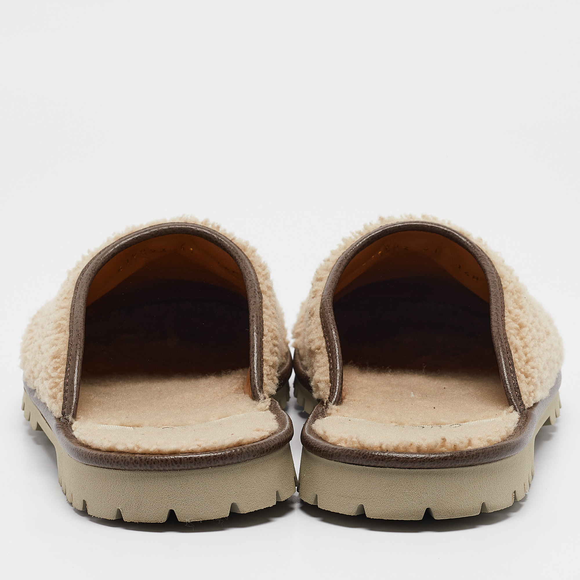 Gucci X The North Face Beige Shearling Fur Mules Size 41