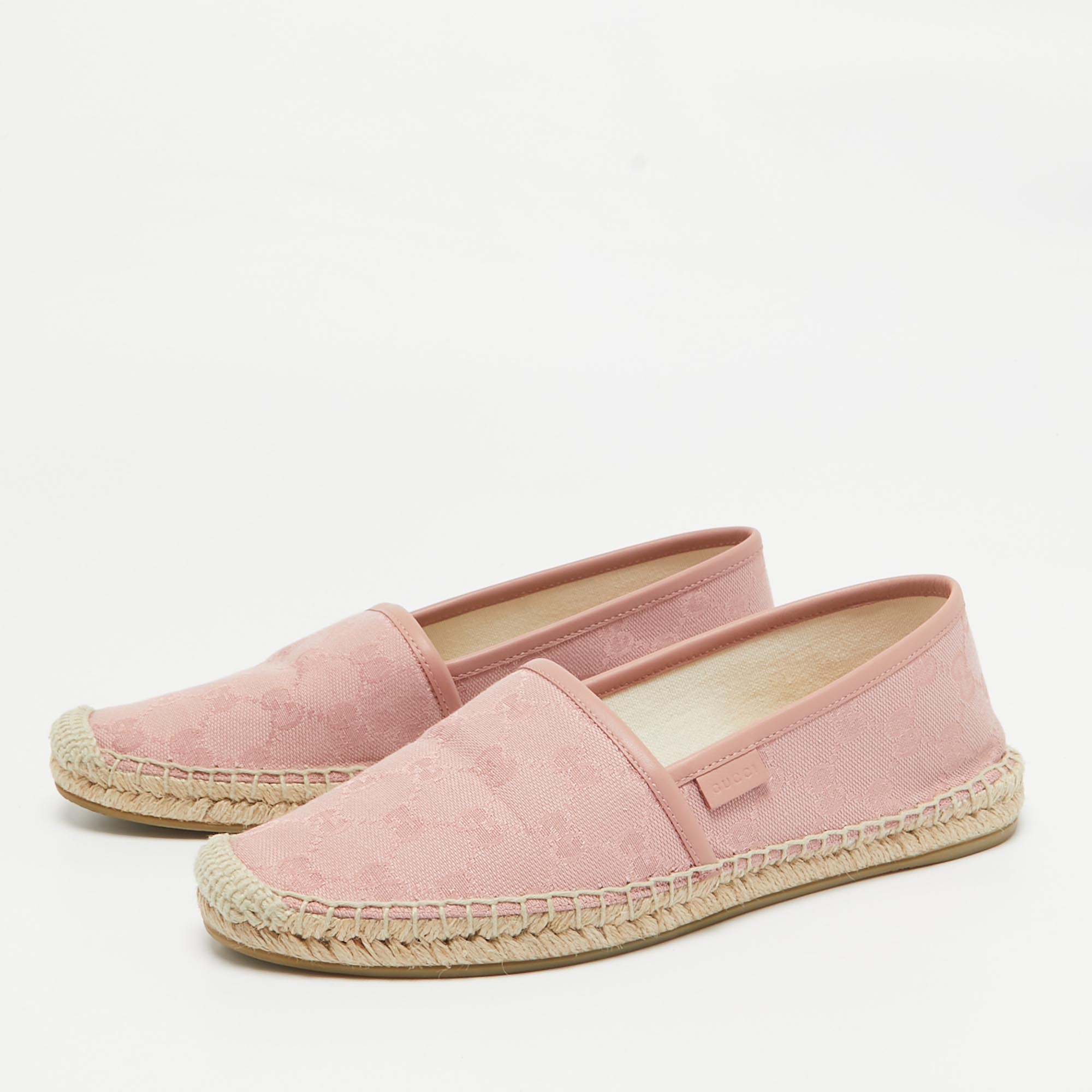 Gucci Pink GG Canvas Espadrille Flats Size 37