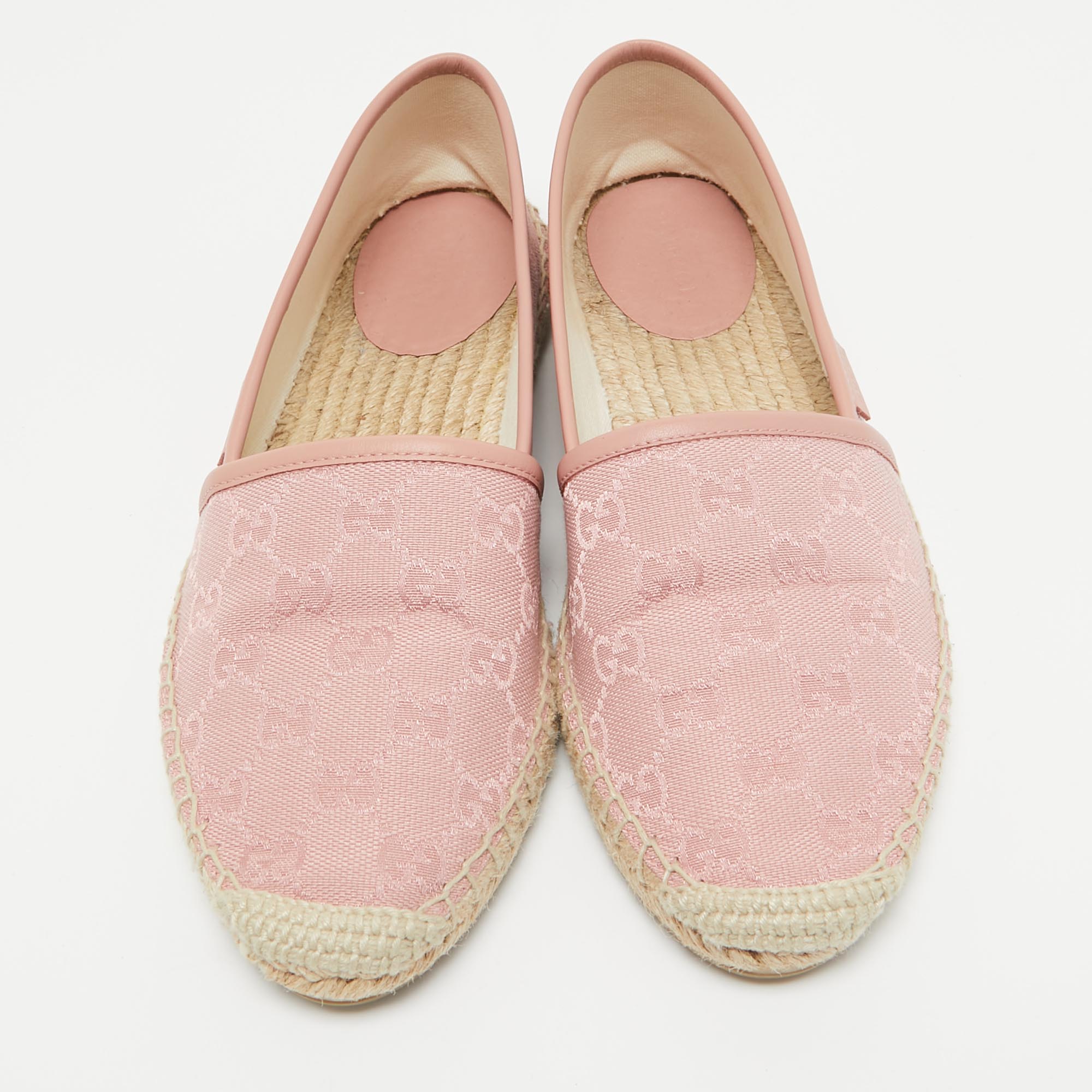 Gucci Pink GG Canvas Espadrille Flats Size 37