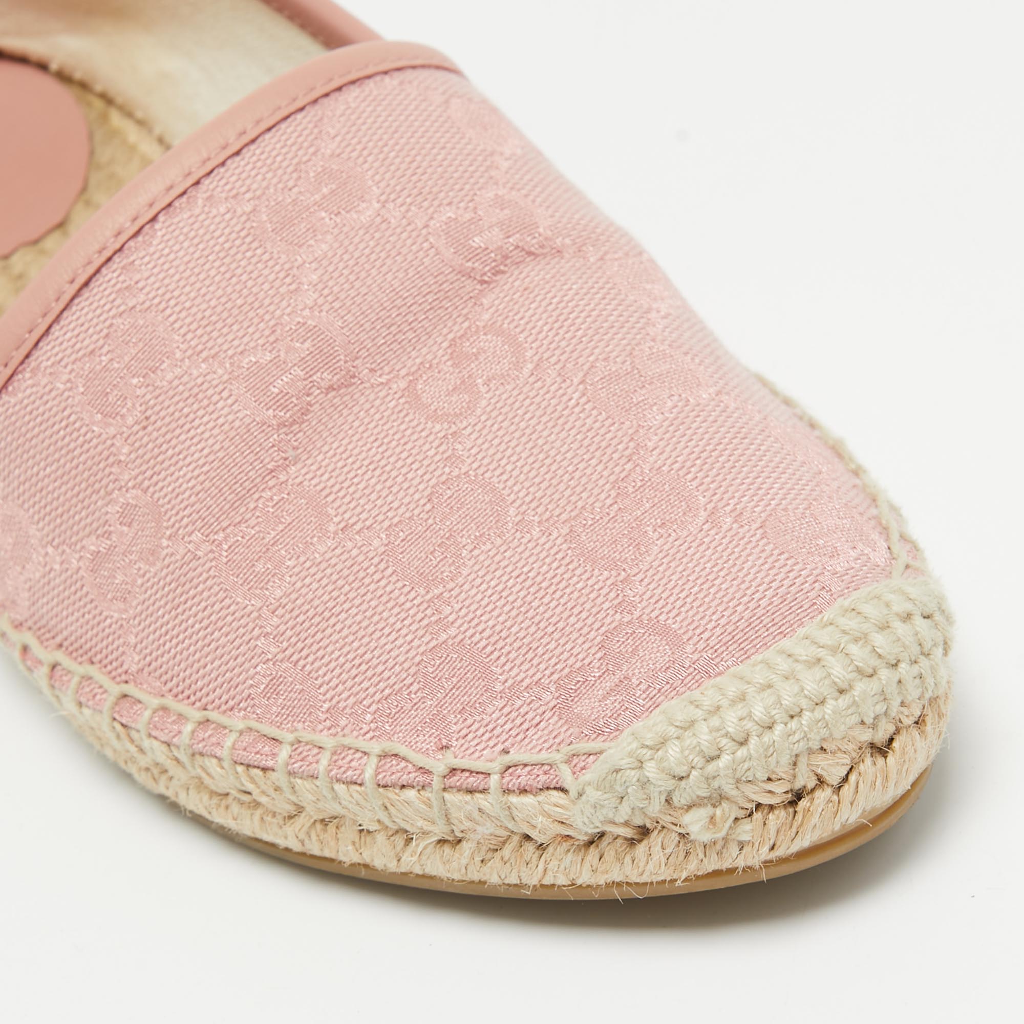 Gucci Pink GG Canvas Espadrille Flats Size 37