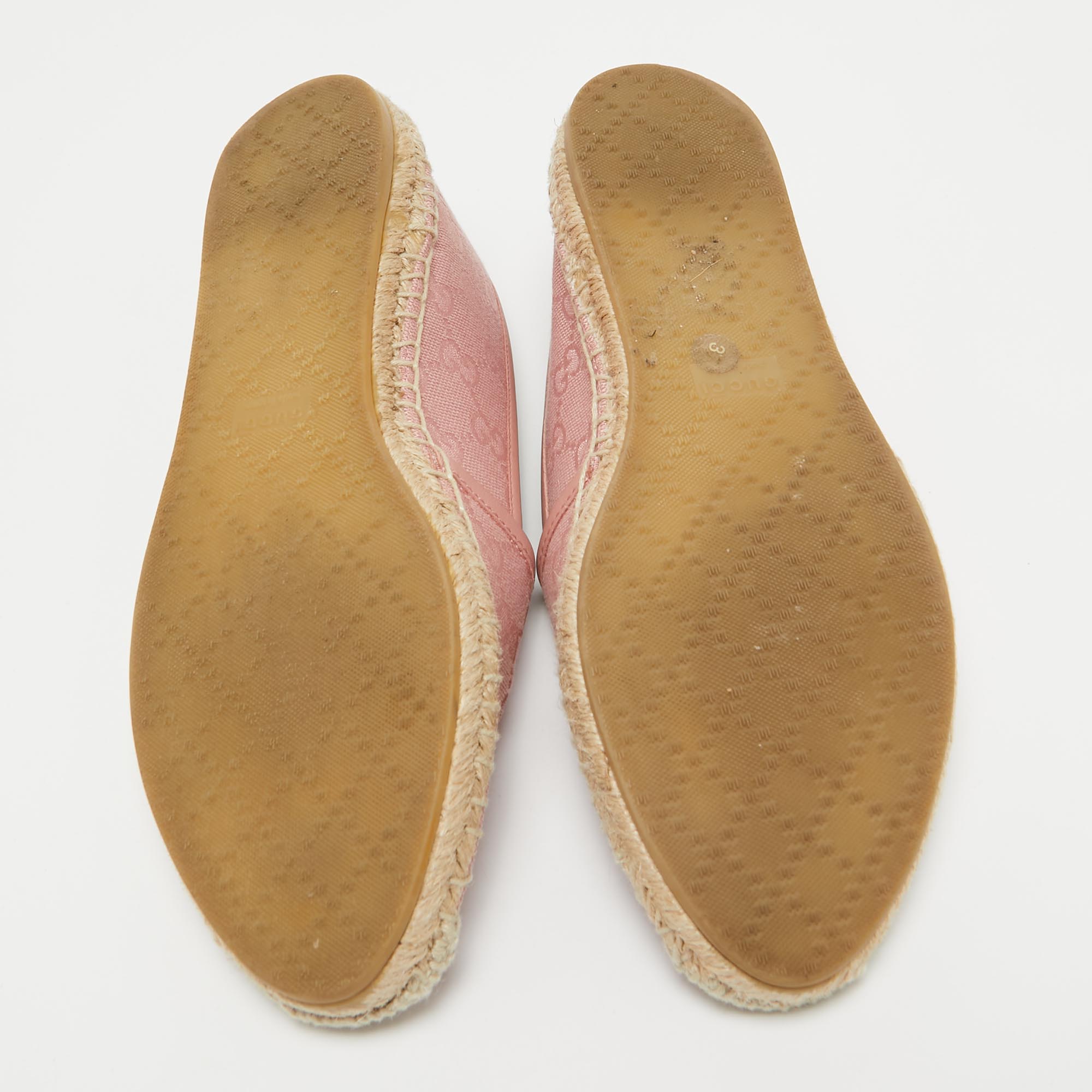 Gucci Pink GG Canvas Espadrille Flats Size 37