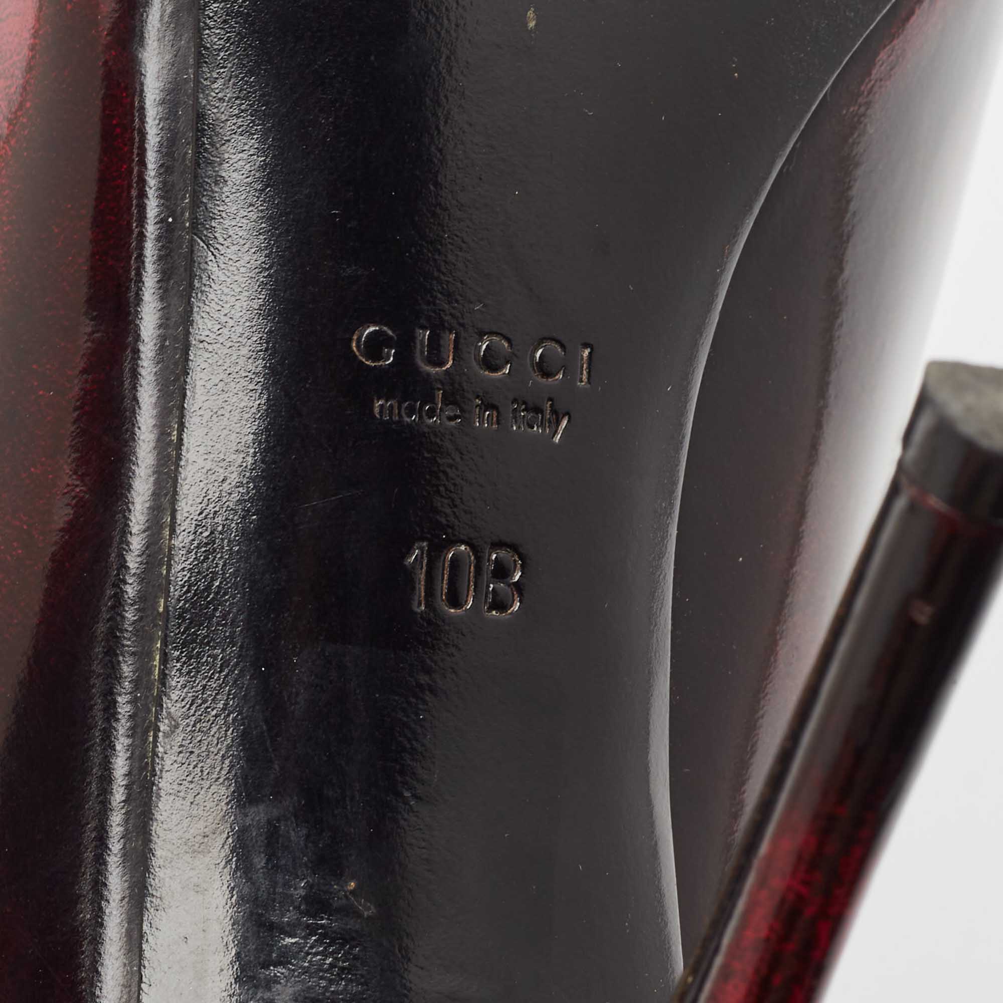 Gucci Burgundy/Black Patent Leather Round Toe Pumps Size 40.5