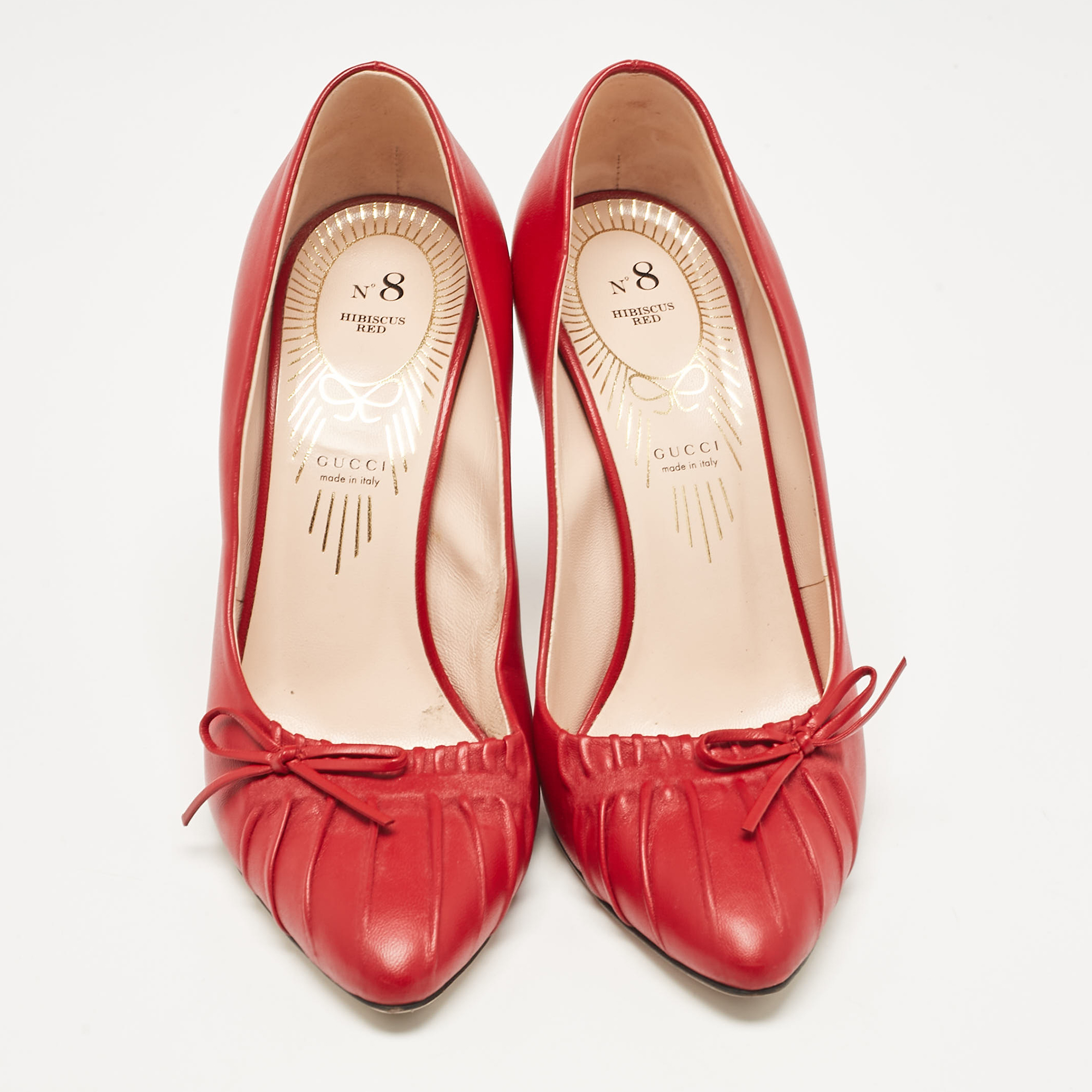 Gucci Red Leather Bow Pumps Size 38