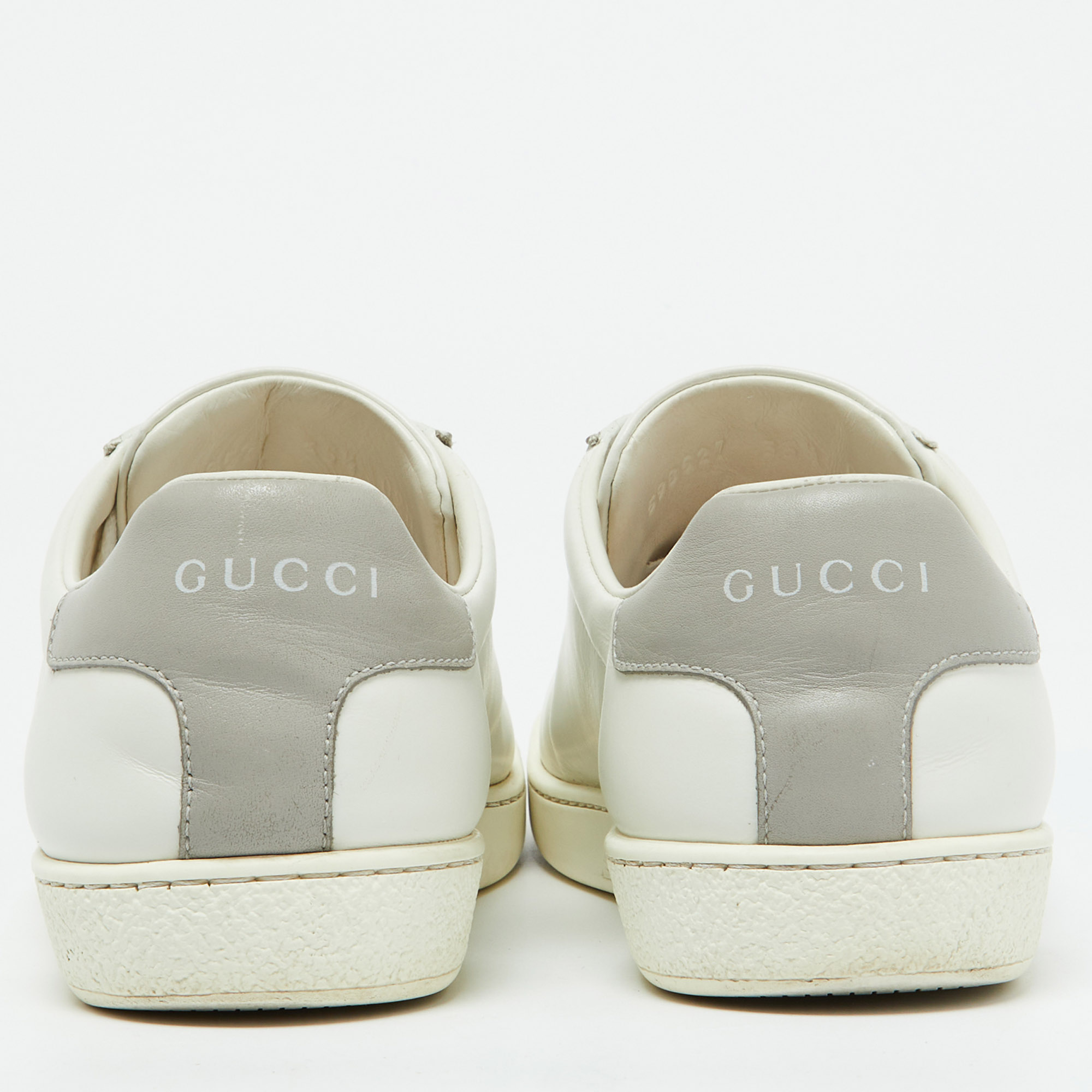 Gucci White Leather Interlocking G Ace Low Top Sneakers Size 35.5