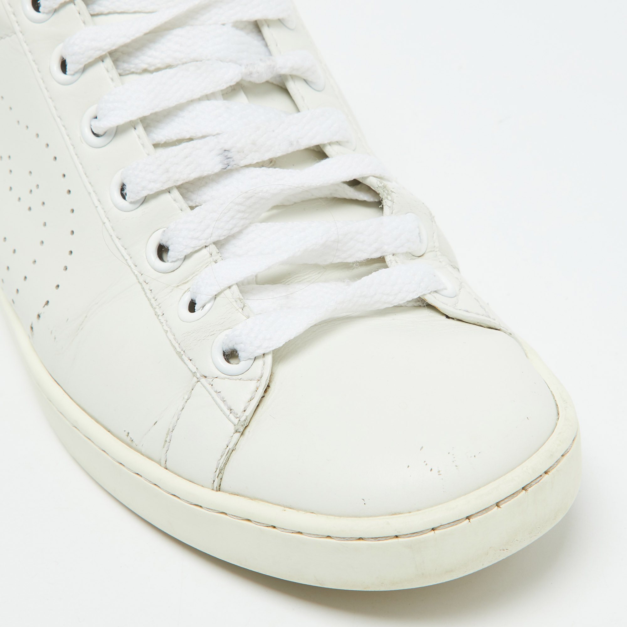 Gucci White Leather Interlocking G Ace Low Top Sneakers Size 35.5