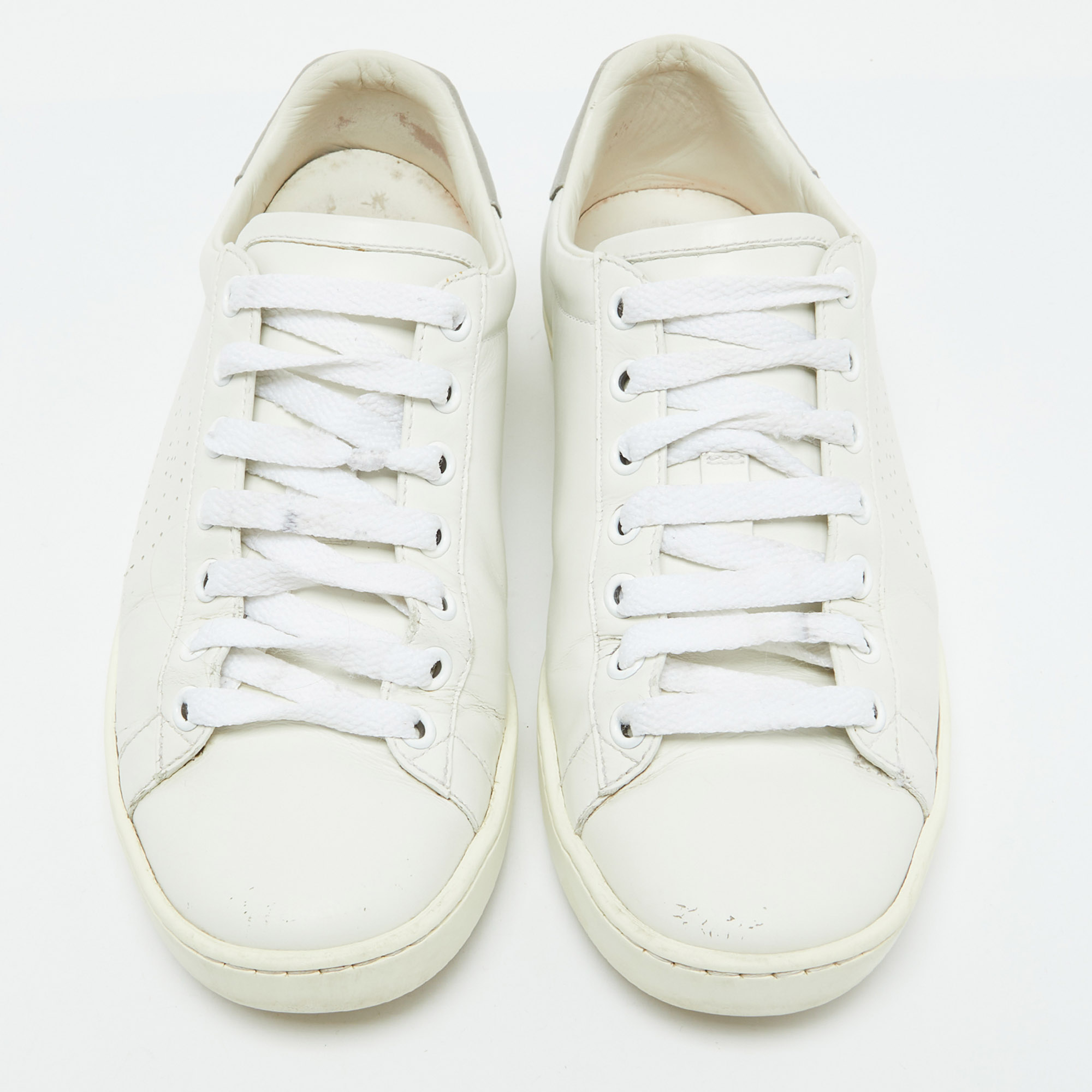 Gucci White Leather Interlocking G Ace Low Top Sneakers Size 35.5