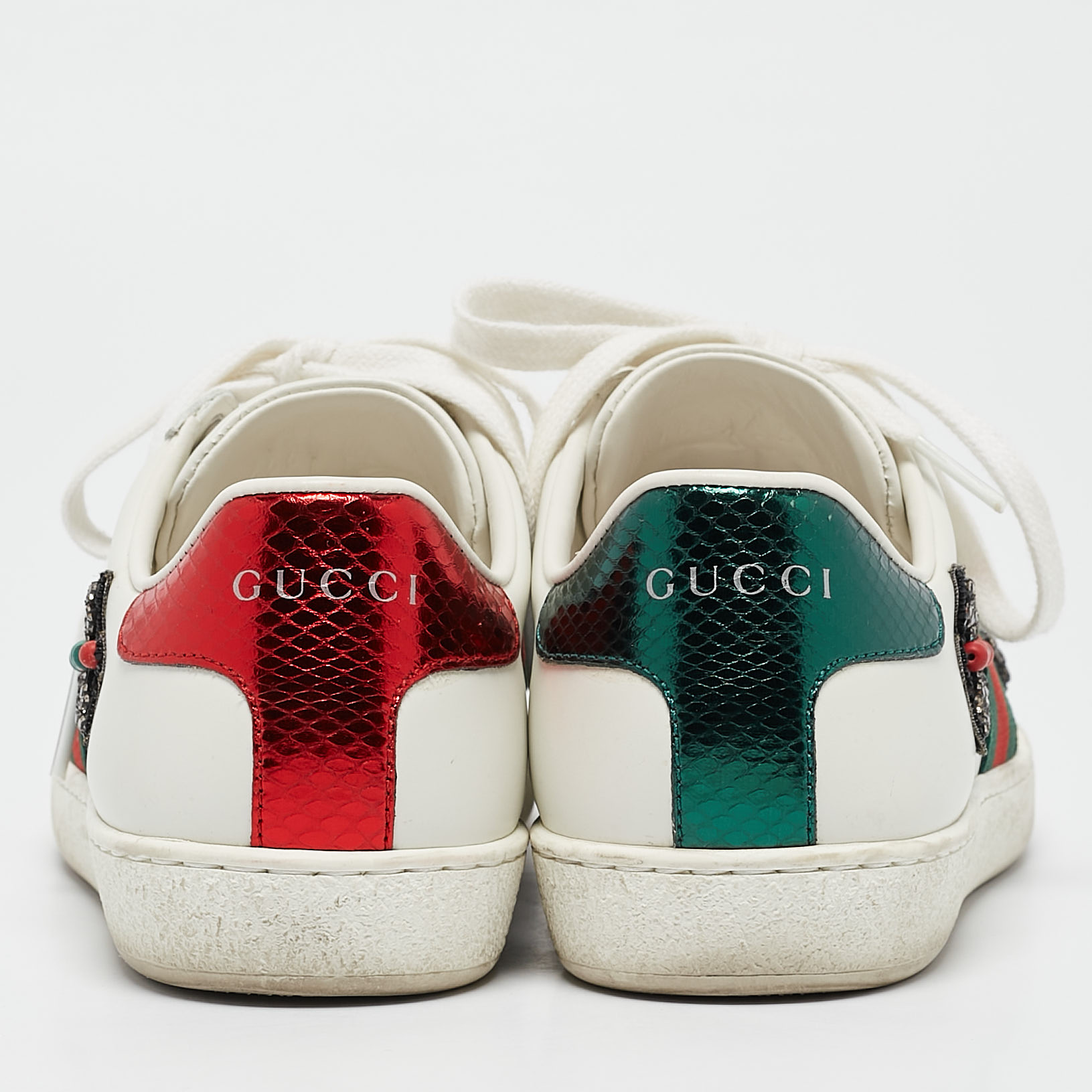 Gucci White Leather Arrow Ace Low Top Sneakers Size 35